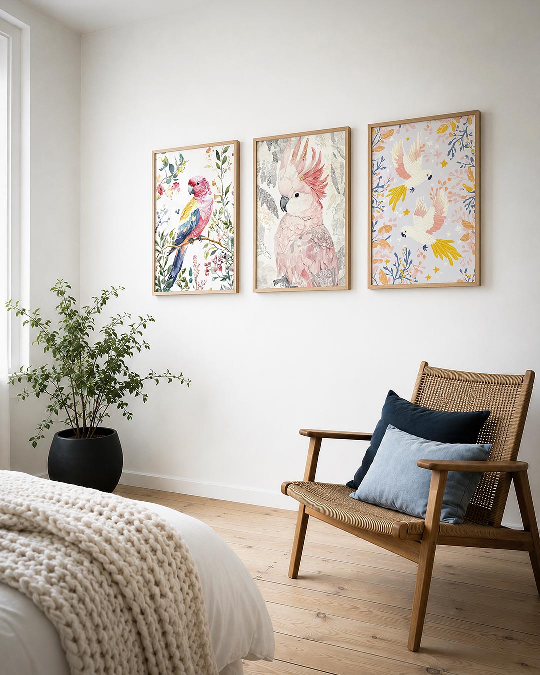 Vogel en bloemen Posterset