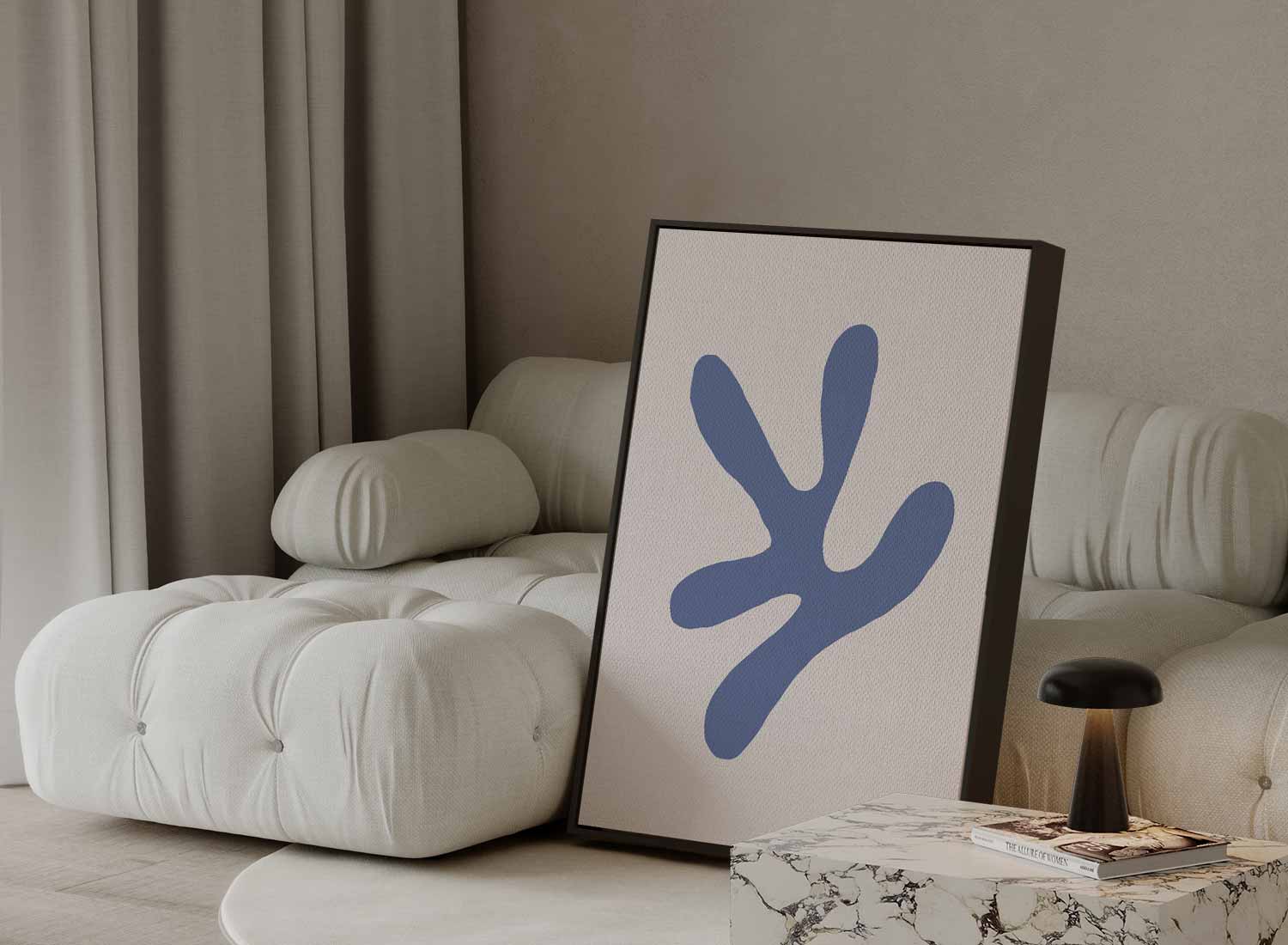 Abstracte Vormen in Blauw Kunstwerk-canvas-dibond-plexiglas-wanddecoratie-WallArtistic