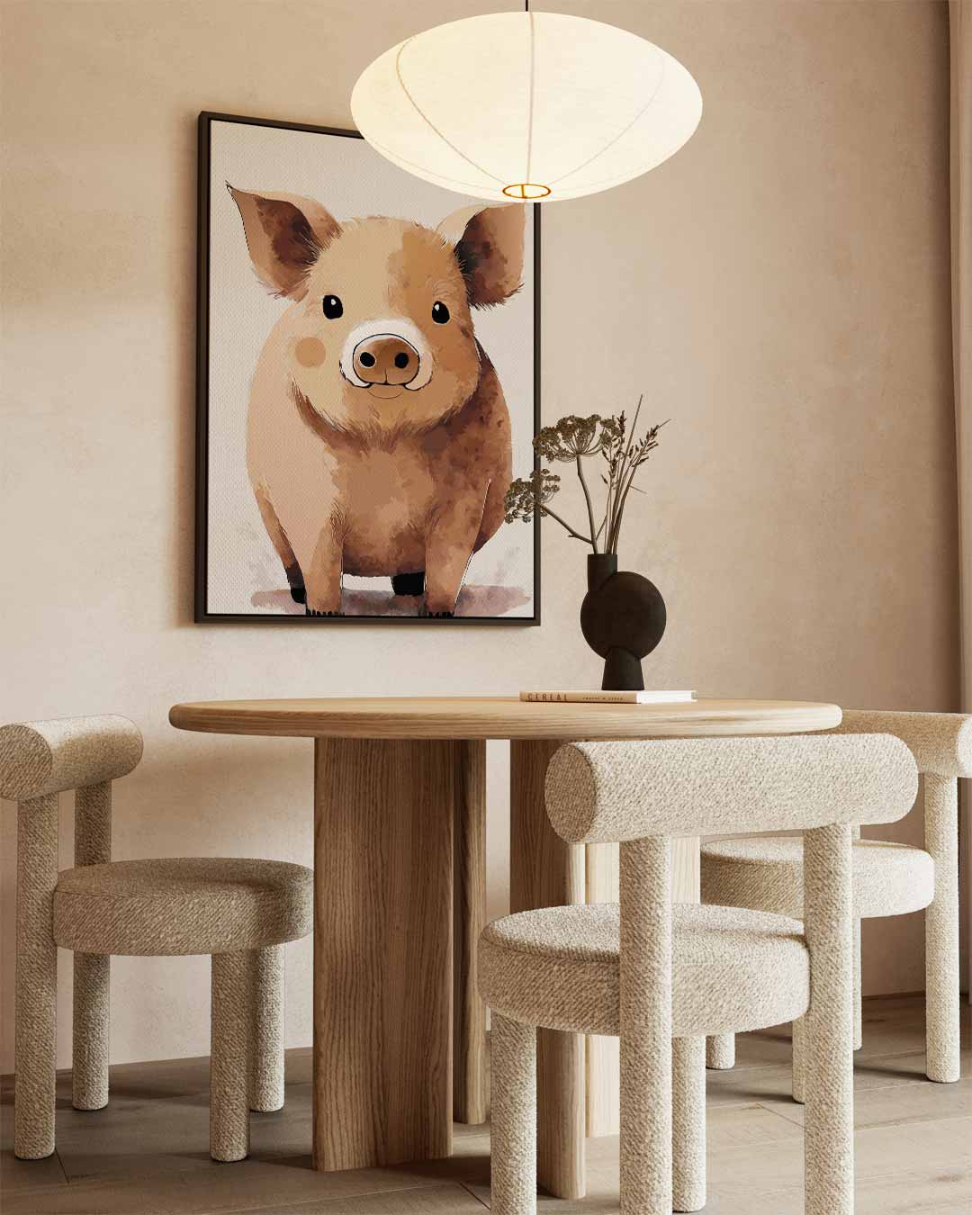 Schattig Biggetje Portret Kunstwerk-canvas-dibond-plexiglas-wanddecoratie-WallArtistic