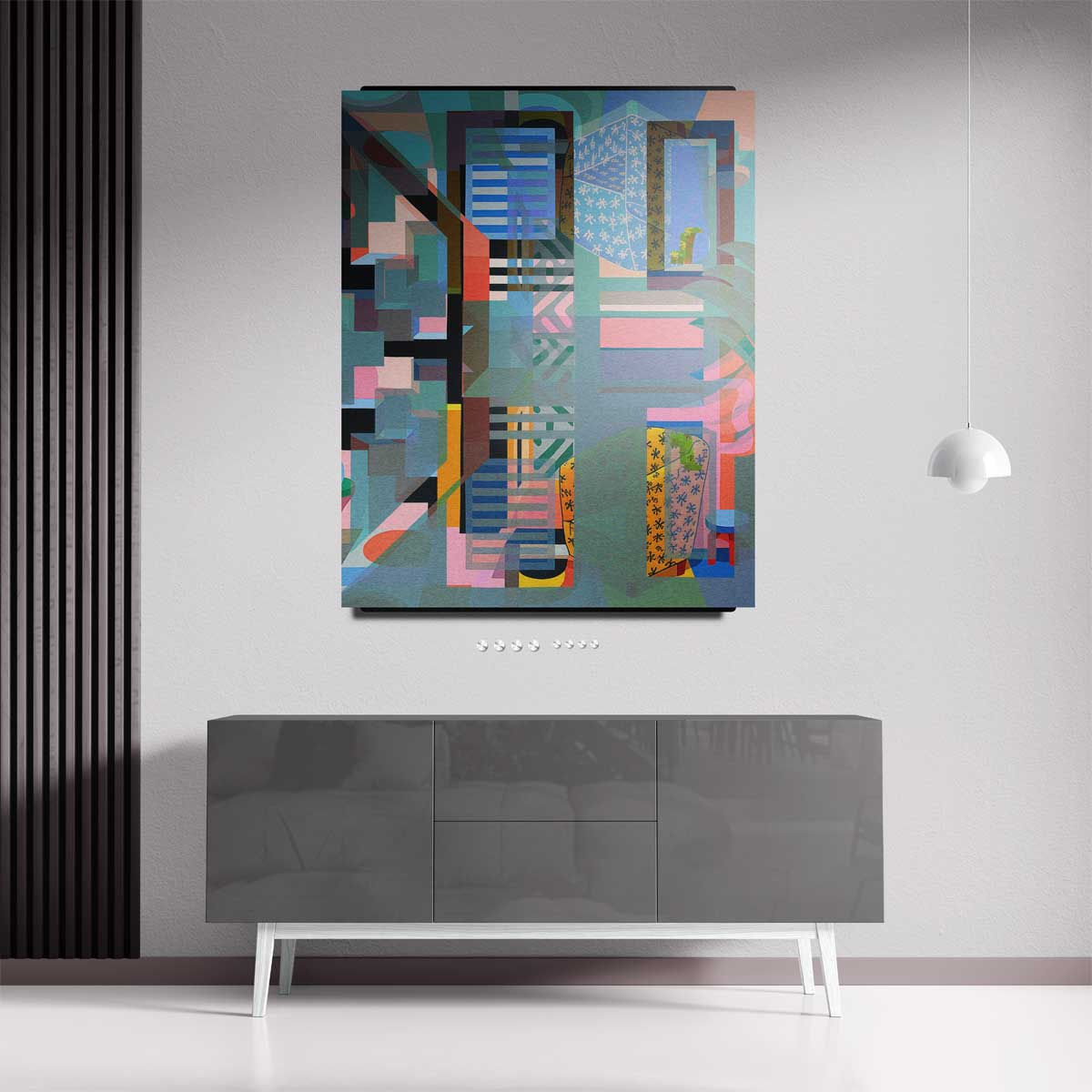 Kleurrijk Abstract Geometrisch Kunstwerk-canvas-dibond-plexiglas-wanddecoratie-WallArtistic