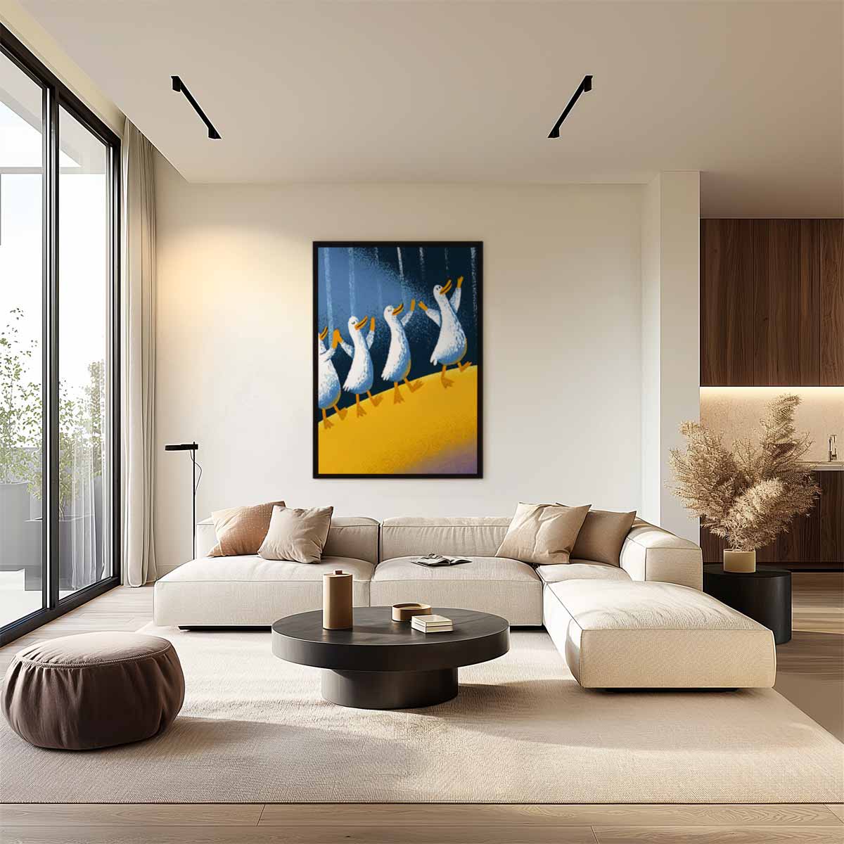 Vrolijke Eendenmars Kunstwerk-canvas-dibond-plexiglas-wanddecoratie-WallArtistic