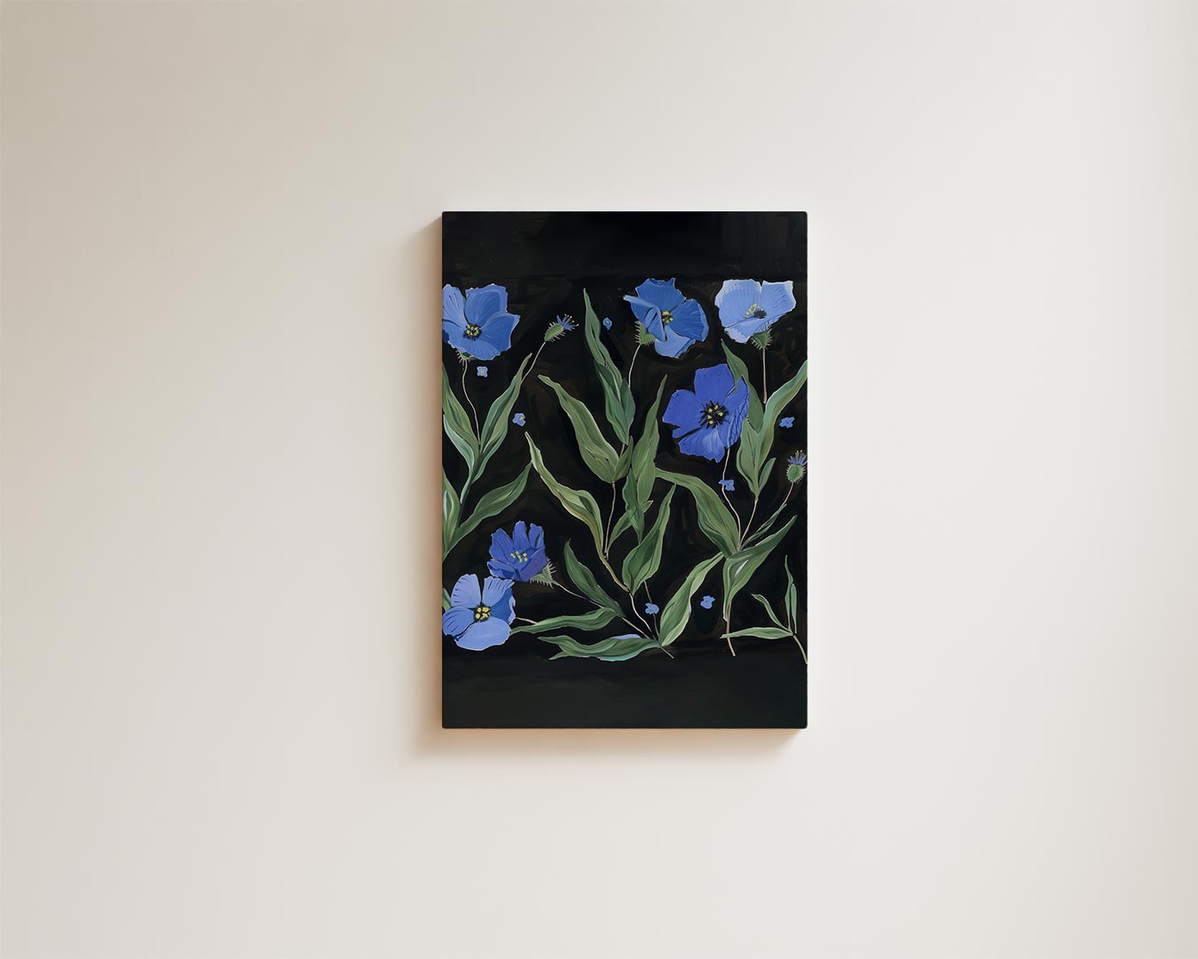 Blauw Bloemenfeest Kunstwerk-canvas-dibond-plexiglas-wanddecoratie-WallArtistic