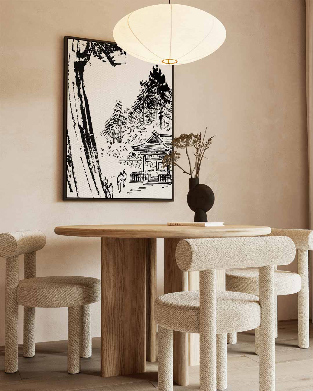 Zen Bos Tempel Illustratie Kunstwerk-canvas-dibond-plexiglas-wanddecoratie-WallArtistic