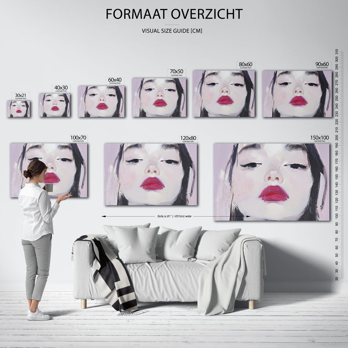 Portret met rode lippen Poster