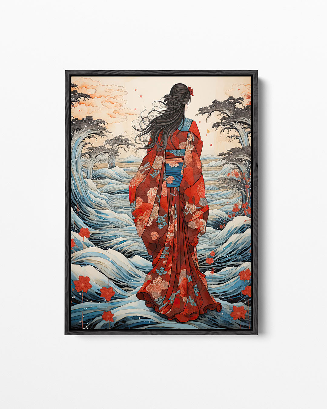 Vrouw in golven Kunstwerk