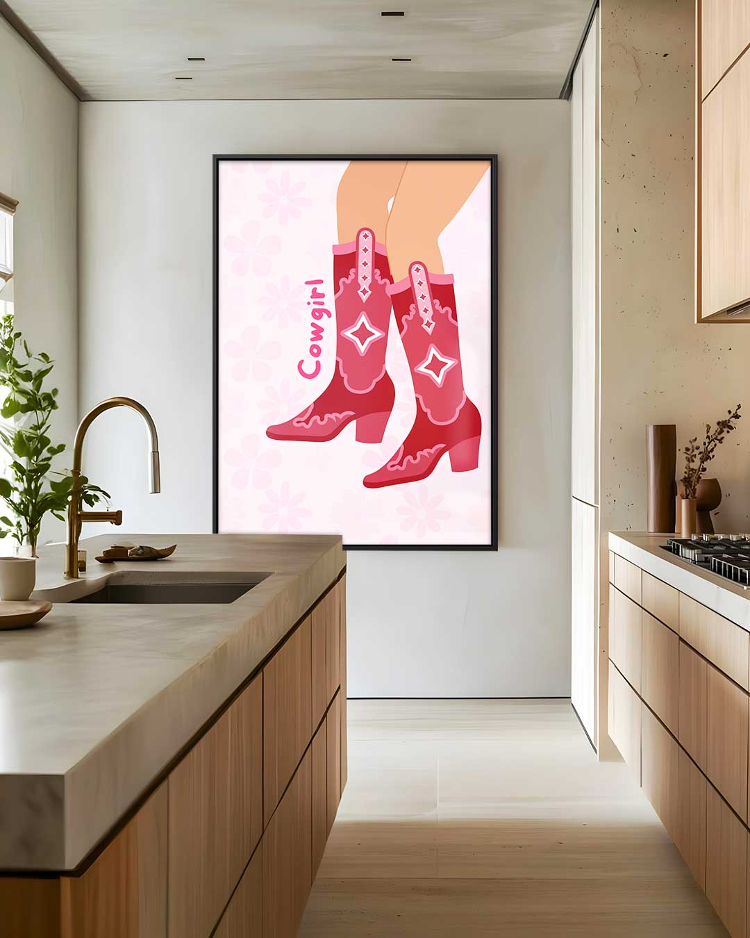 Stoere Cowgirl Laarzen Print Kunstwerk-canvas-dibond-plexiglas-wanddecoratie-WallArtistic