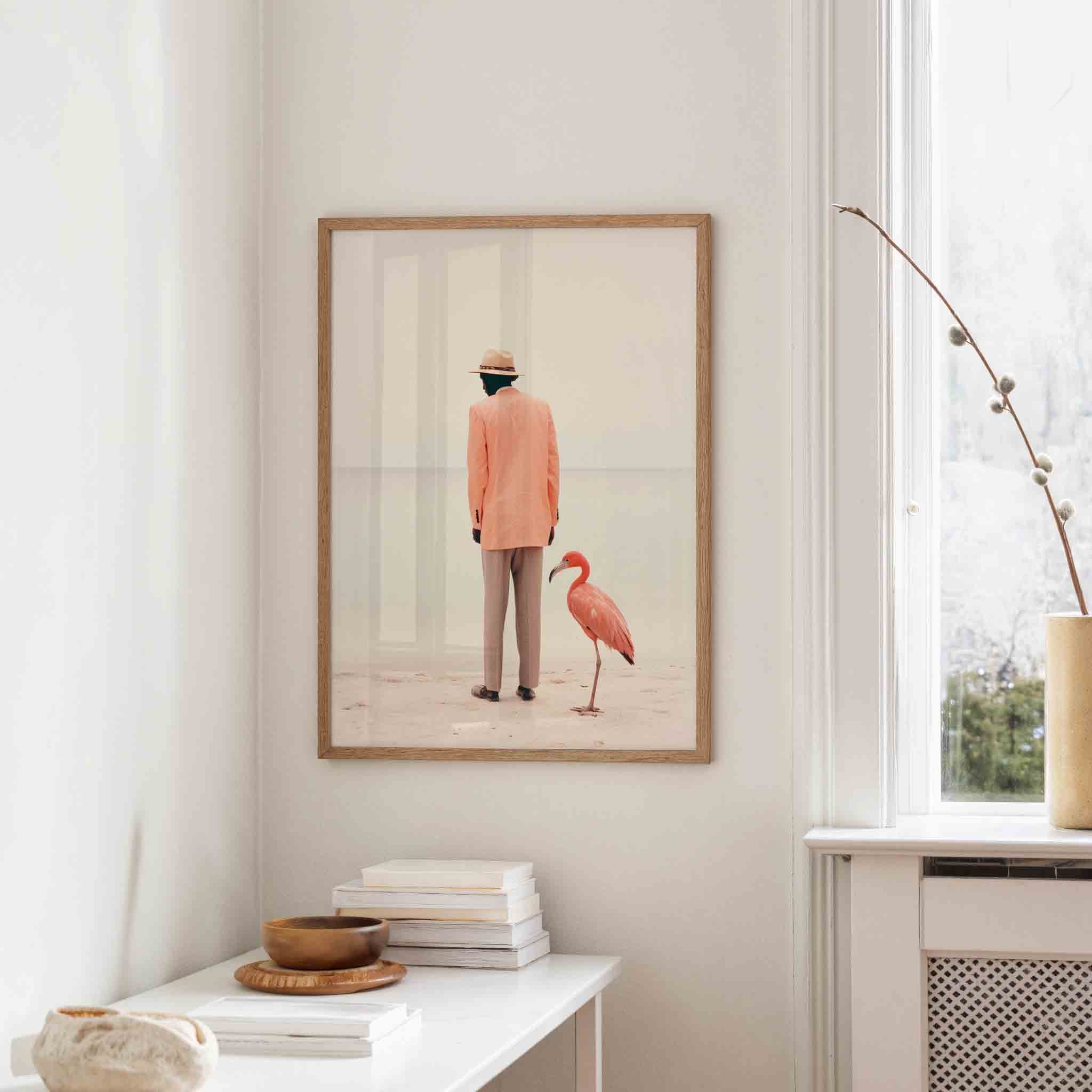 Man en flamingo Poster
