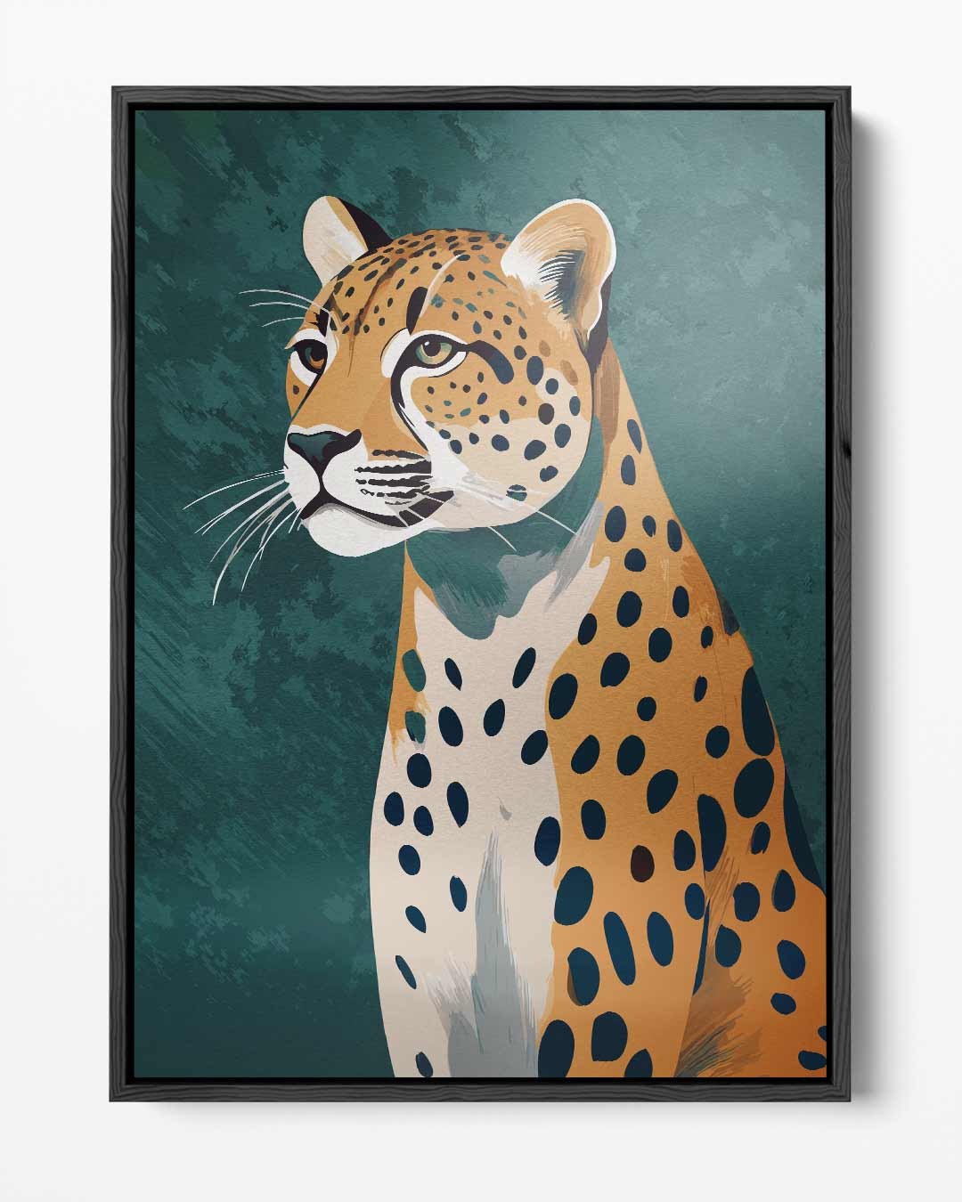 Elegante Jachtluipaard Portret Kunstwerk-canvas-dibond-plexiglas-wanddecoratie-WallArtistic