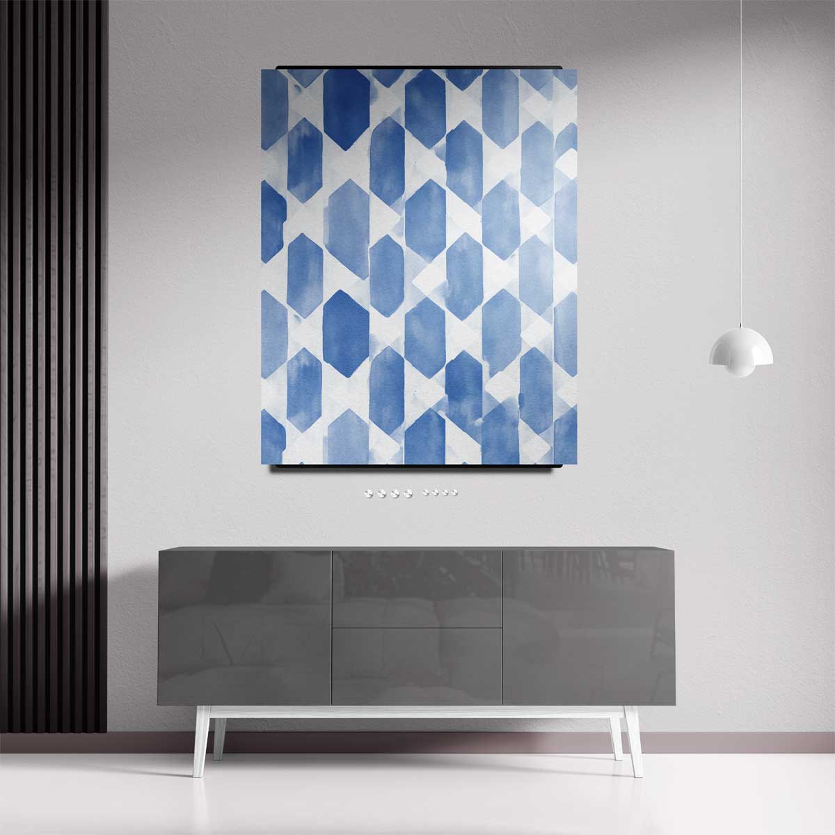 Blauwe Geometrische Harmonie Kunstwerk-canvas-dibond-plexiglas-wanddecoratie-WallArtistic