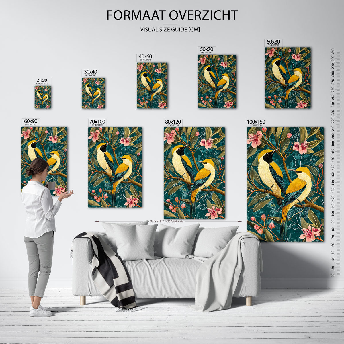 Vogels en bloemen Poster
