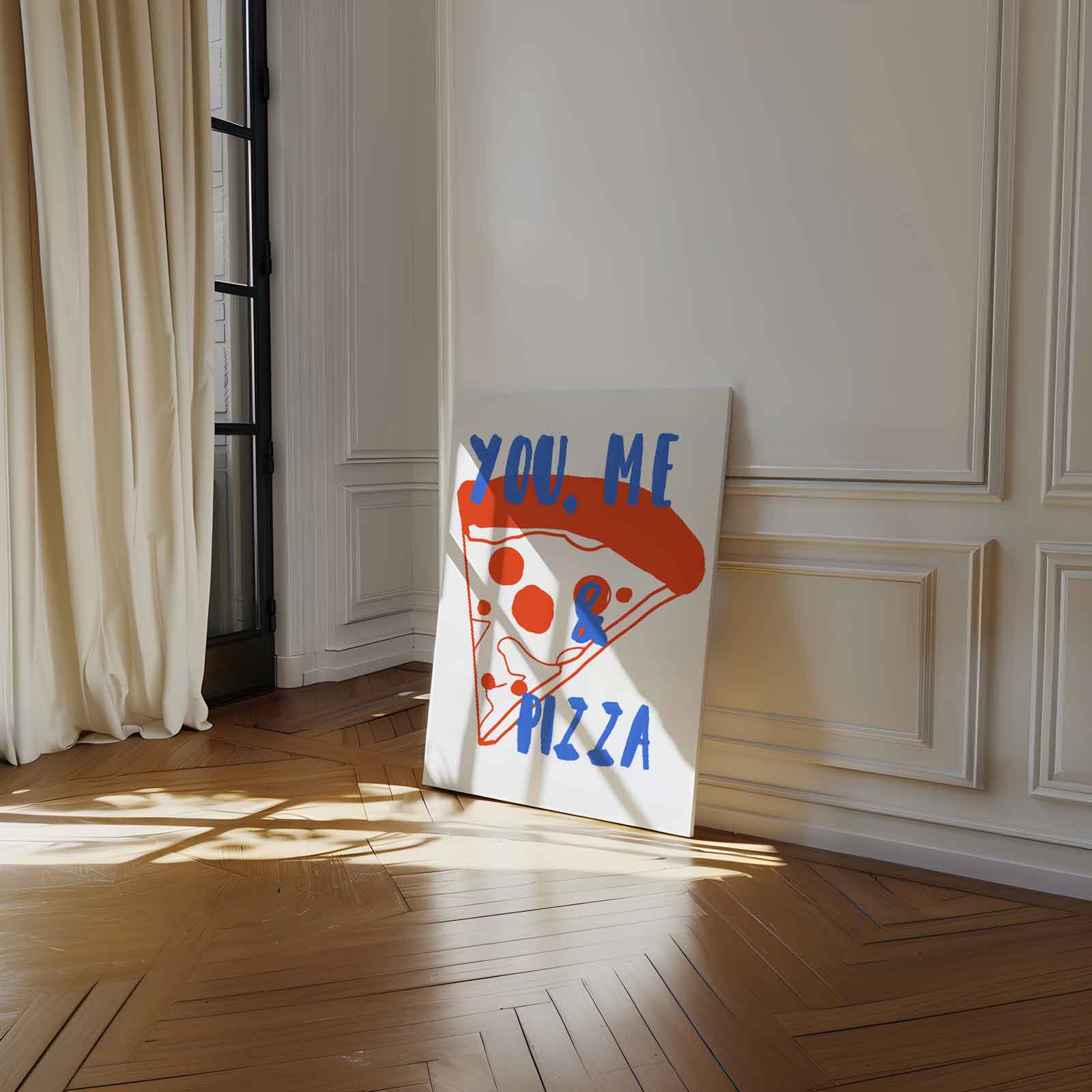 You, Me & Pizza Kunstwerk-canvas-dibond-plexiglas-wanddecoratie-WallArtistic
