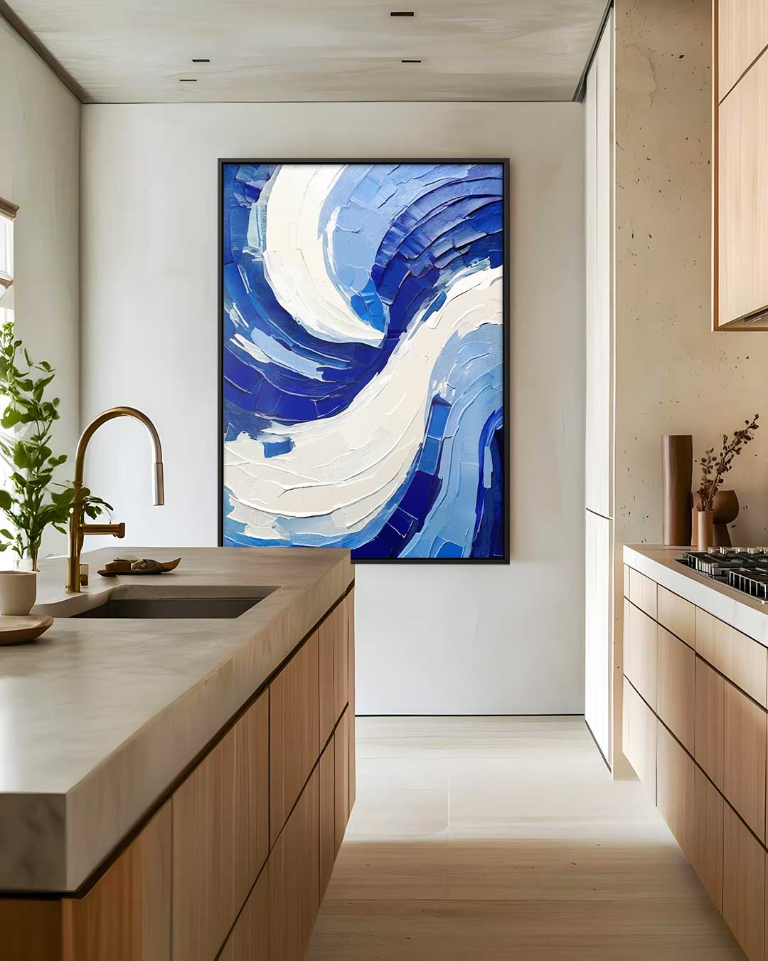 Golf van Blauwe Energie Kunstwerk-canvas-dibond-plexiglas-wanddecoratie-WallArtistic