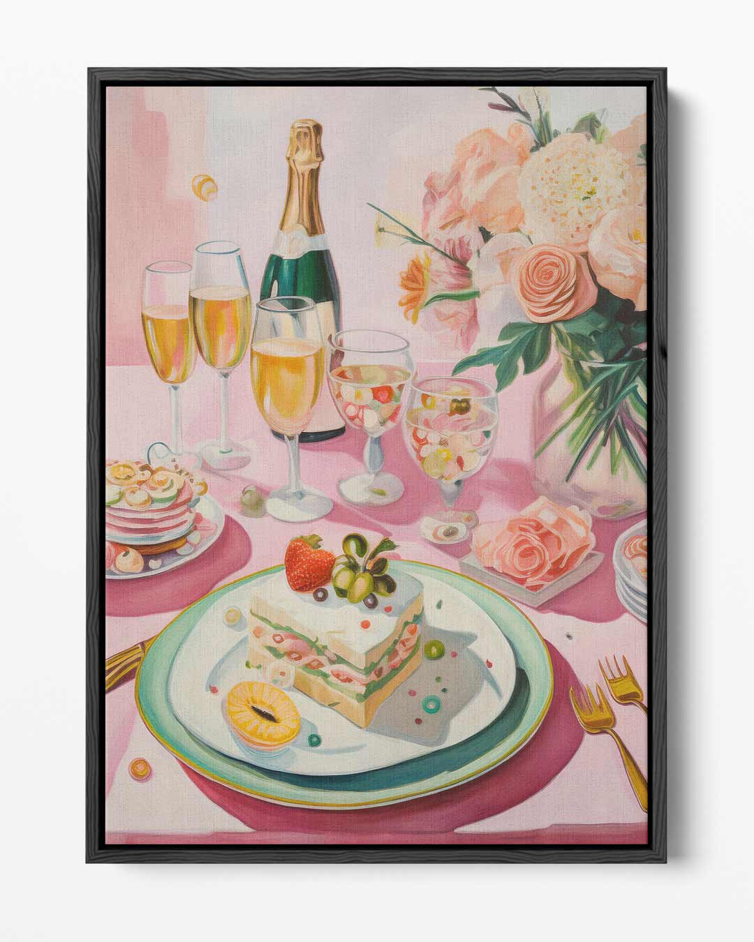 Sprankelend Feesttafereel in Pasteltinten Kunstwerk-canvas-dibond-plexiglas-wanddecoratie-WallArtistic