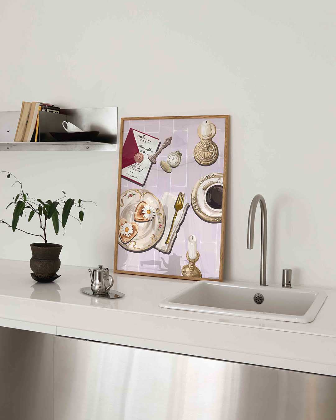 Ontbijt met bloemen Poster