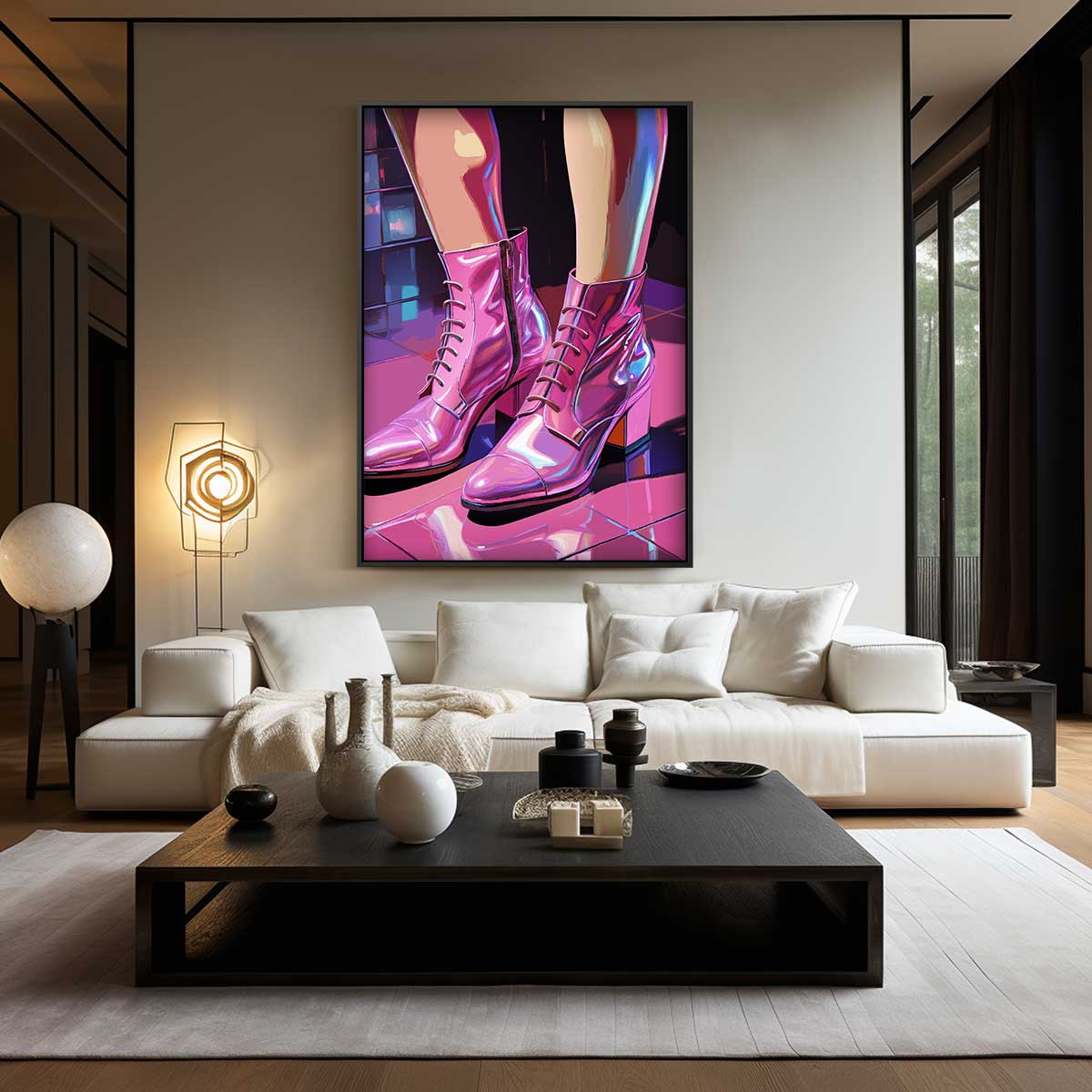 Stijlvolle Glanzende Enkellaarsjes Kunstwerk-canvas-dibond-plexiglas-wanddecoratie-WallArtistic