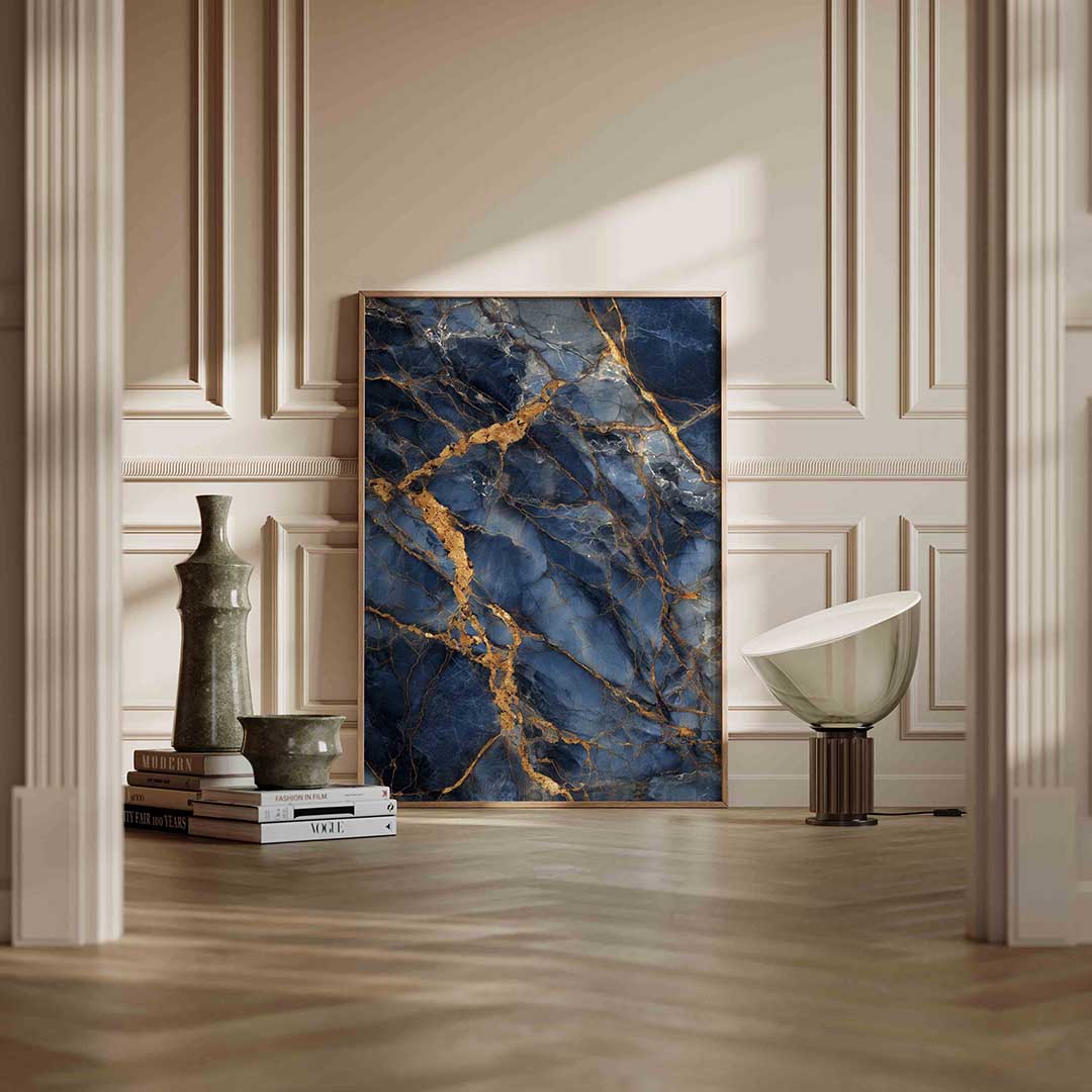 Blauwe en gouden aderen Poster