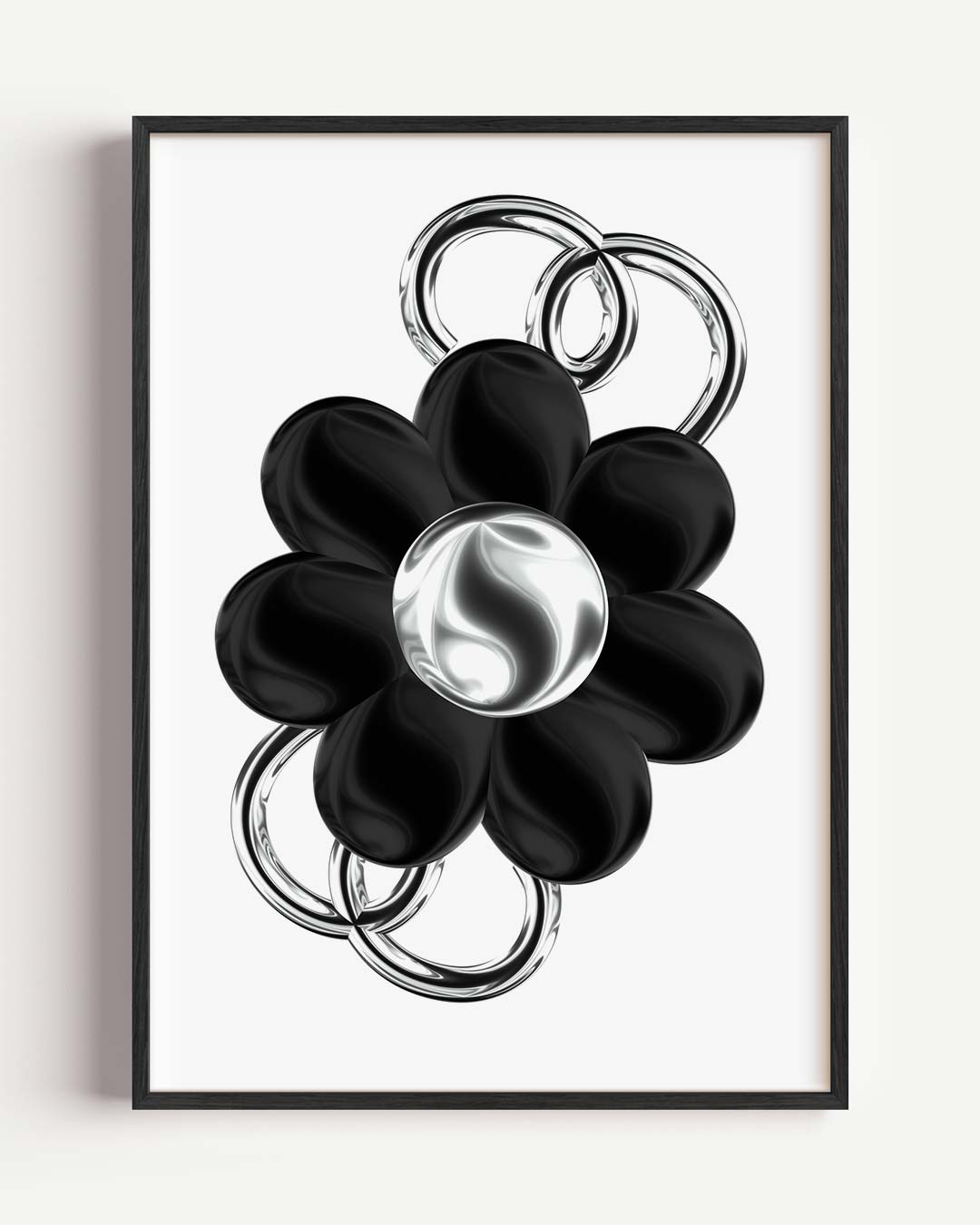 Zwart-Witte Bloemenposter