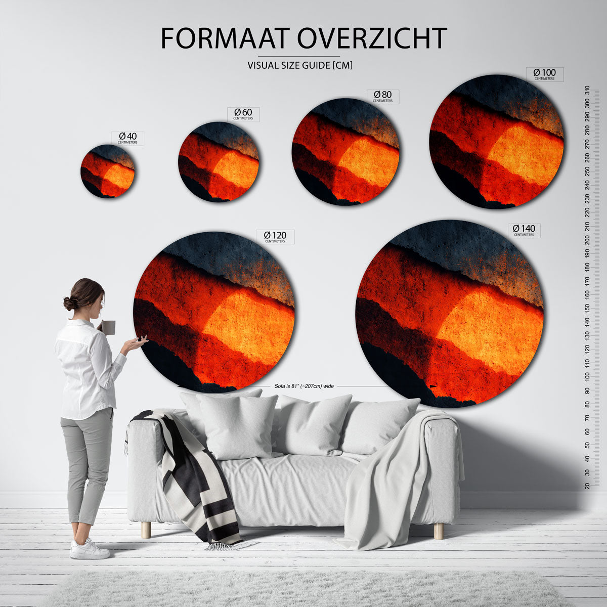Abstracte zonsondergang Muurcirkel