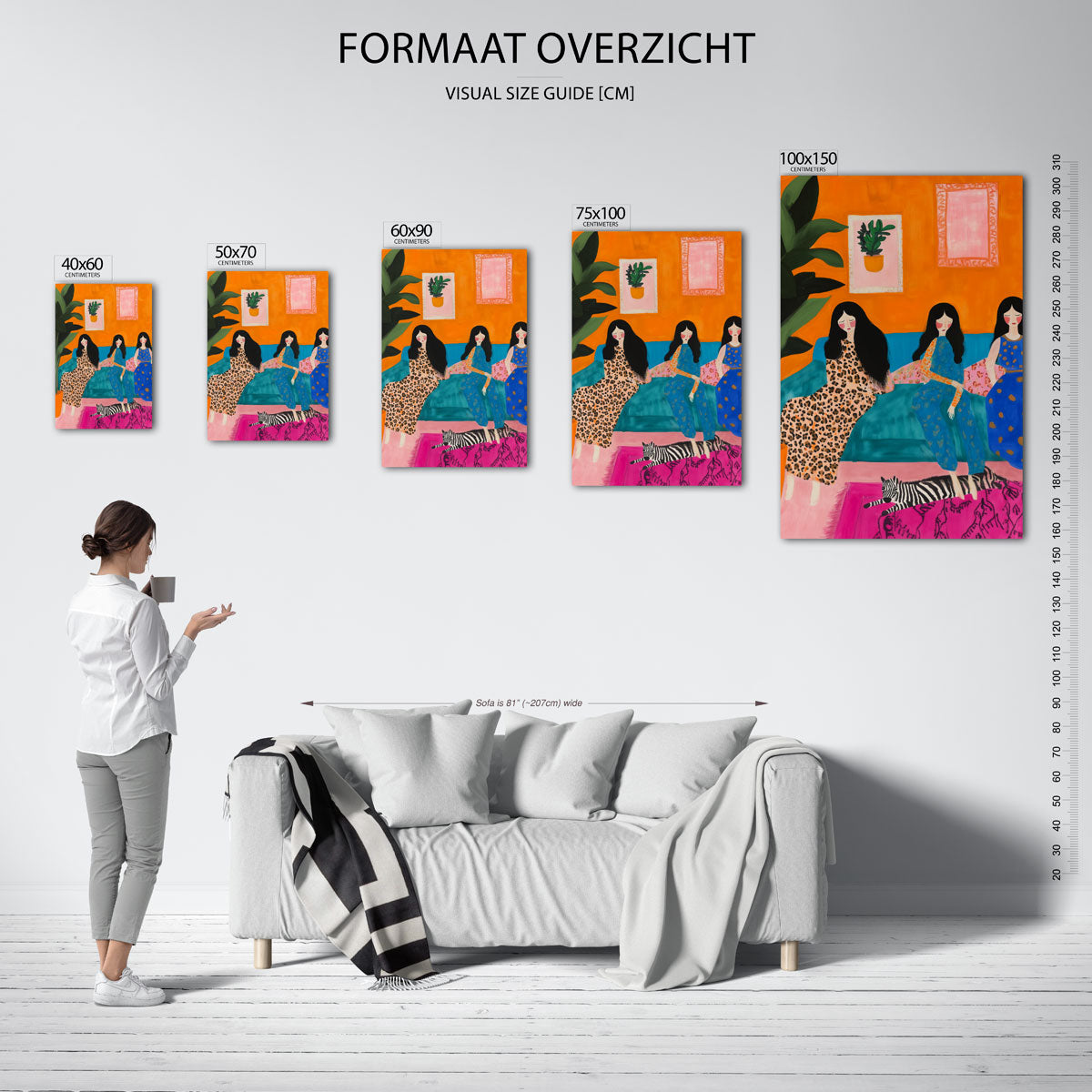 Vrolijke interieur scène Kunstwerk