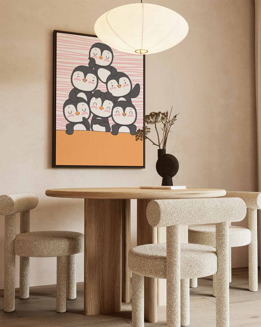 Vrolijke Pinguïn Vriendjes Kunstwerk-canvas-dibond-plexiglas-wanddecoratie-WallArtistic