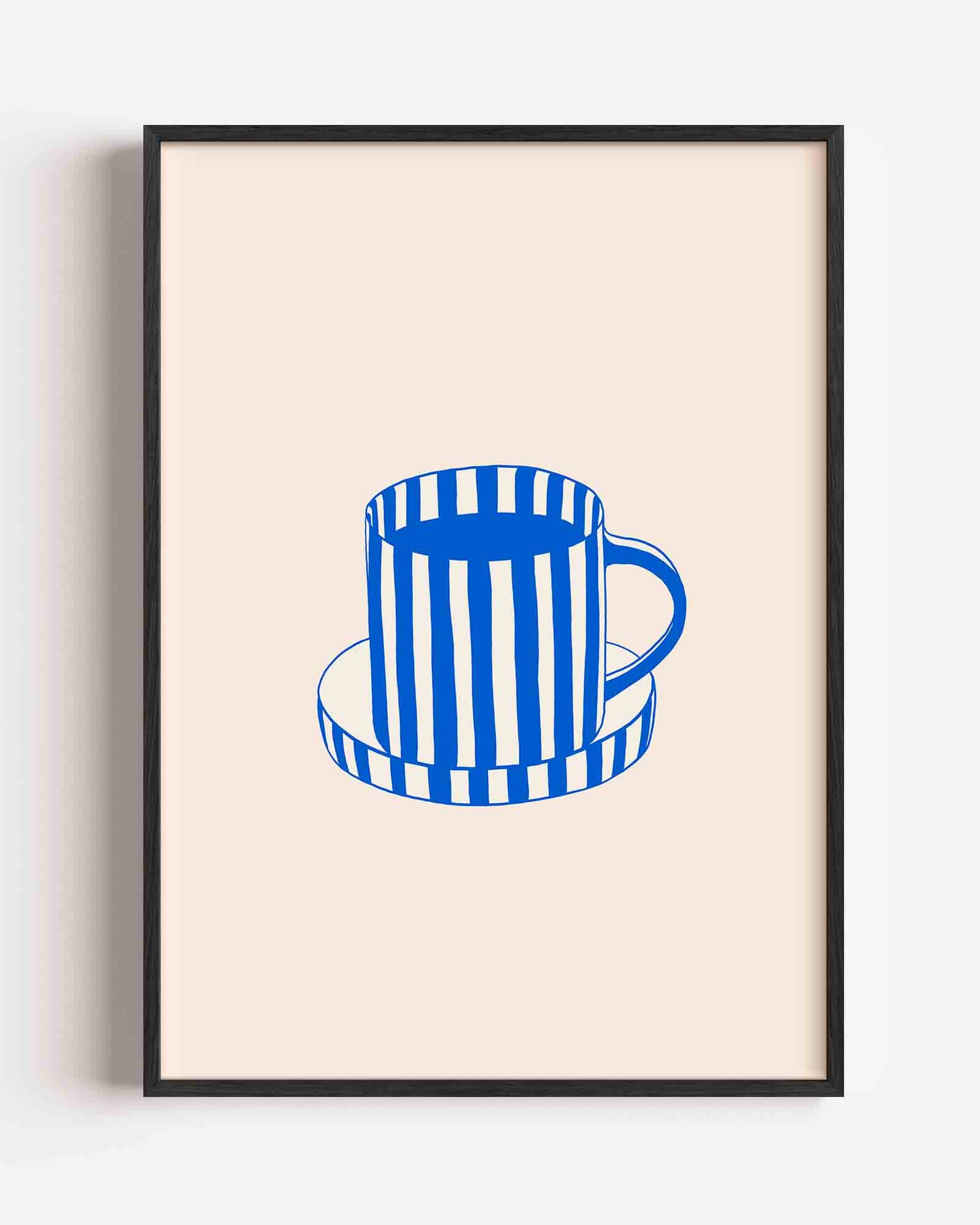Gestreepte kop en schotel Poster