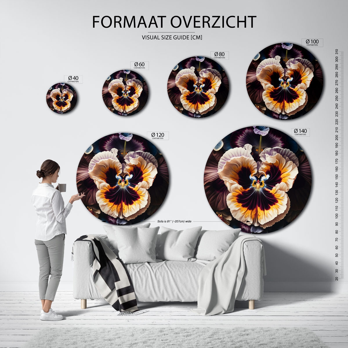 Bloemmotief Muurcirkel