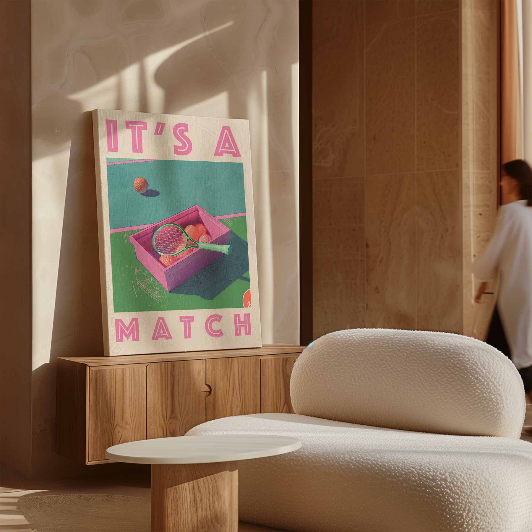 It's a Match - Retro Tennis Kunstwerk-canvas-dibond-plexiglas-wanddecoratie-WallArtistic