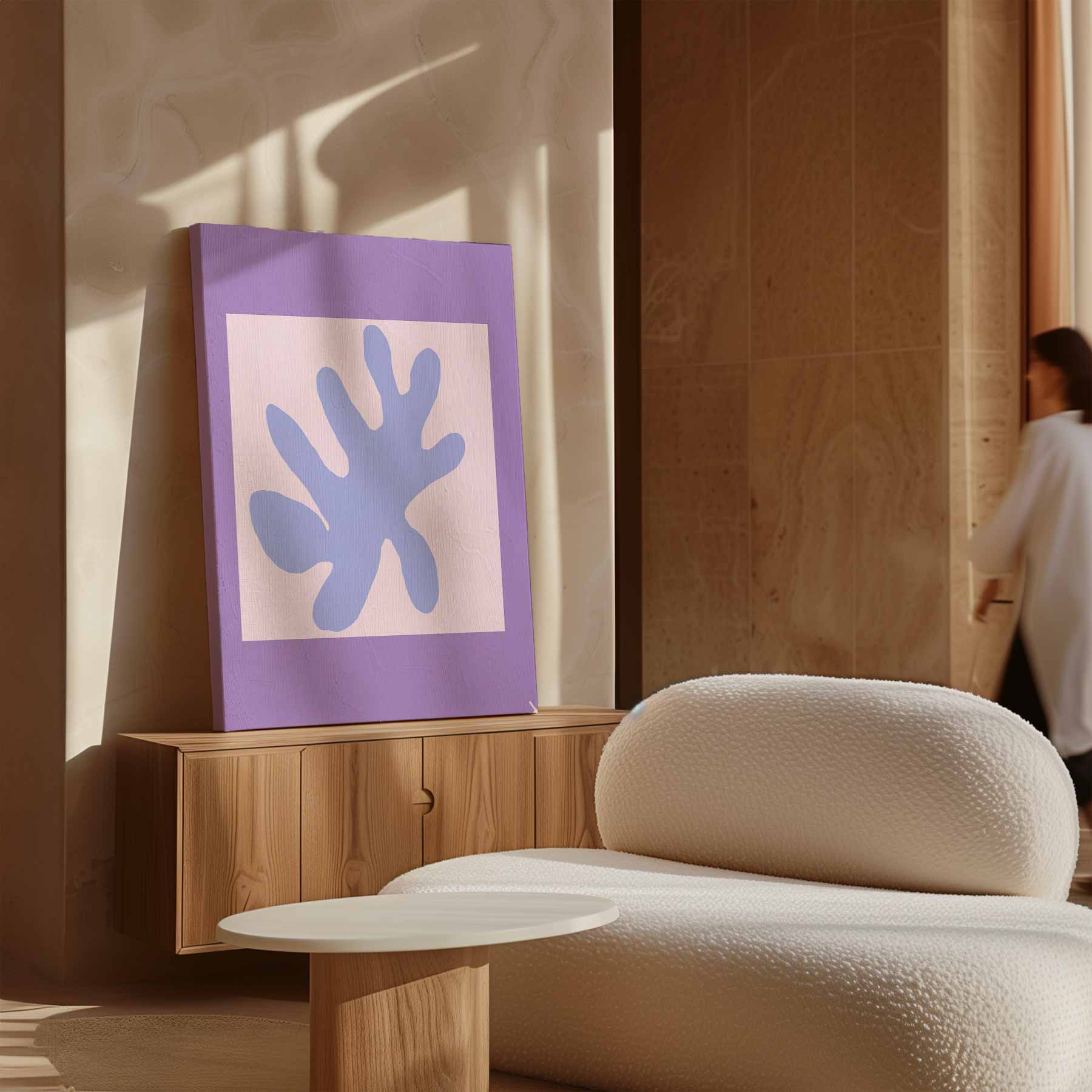 Abstracte Bladvorm in Paarstinten Kunstwerk-canvas-dibond-plexiglas-wanddecoratie-WallArtistic