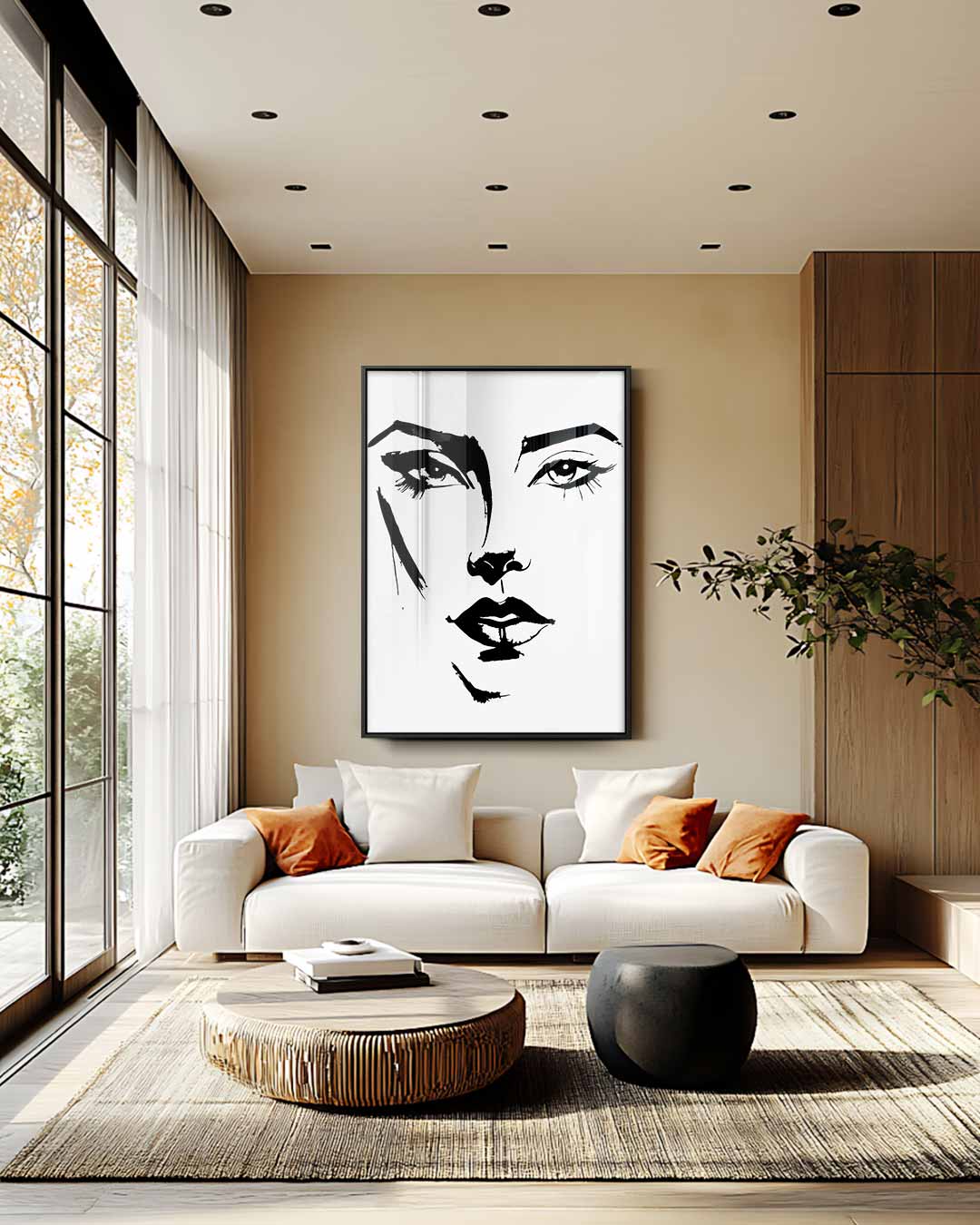Expressieve Inktportret Kunstwerk-canvas-dibond-plexiglas-wanddecoratie-WallArtistic