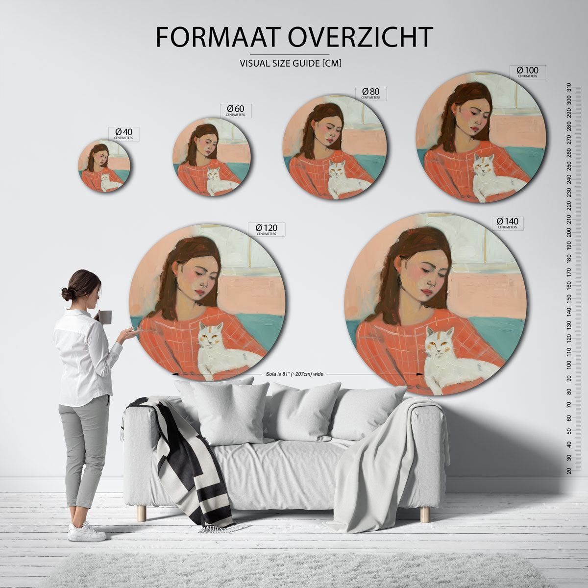 Vrouw met kat Muurcirkel