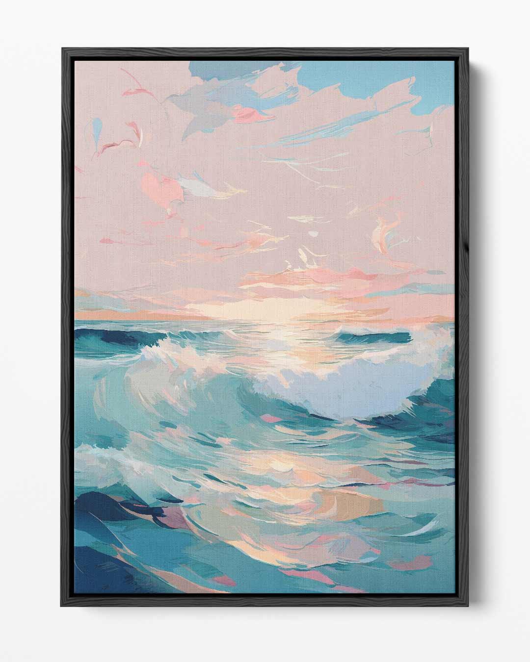 Krachtige Golven bij Zonsondergang Kunstwerk-canvas-dibond-plexiglas-wanddecoratie-WallArtistic