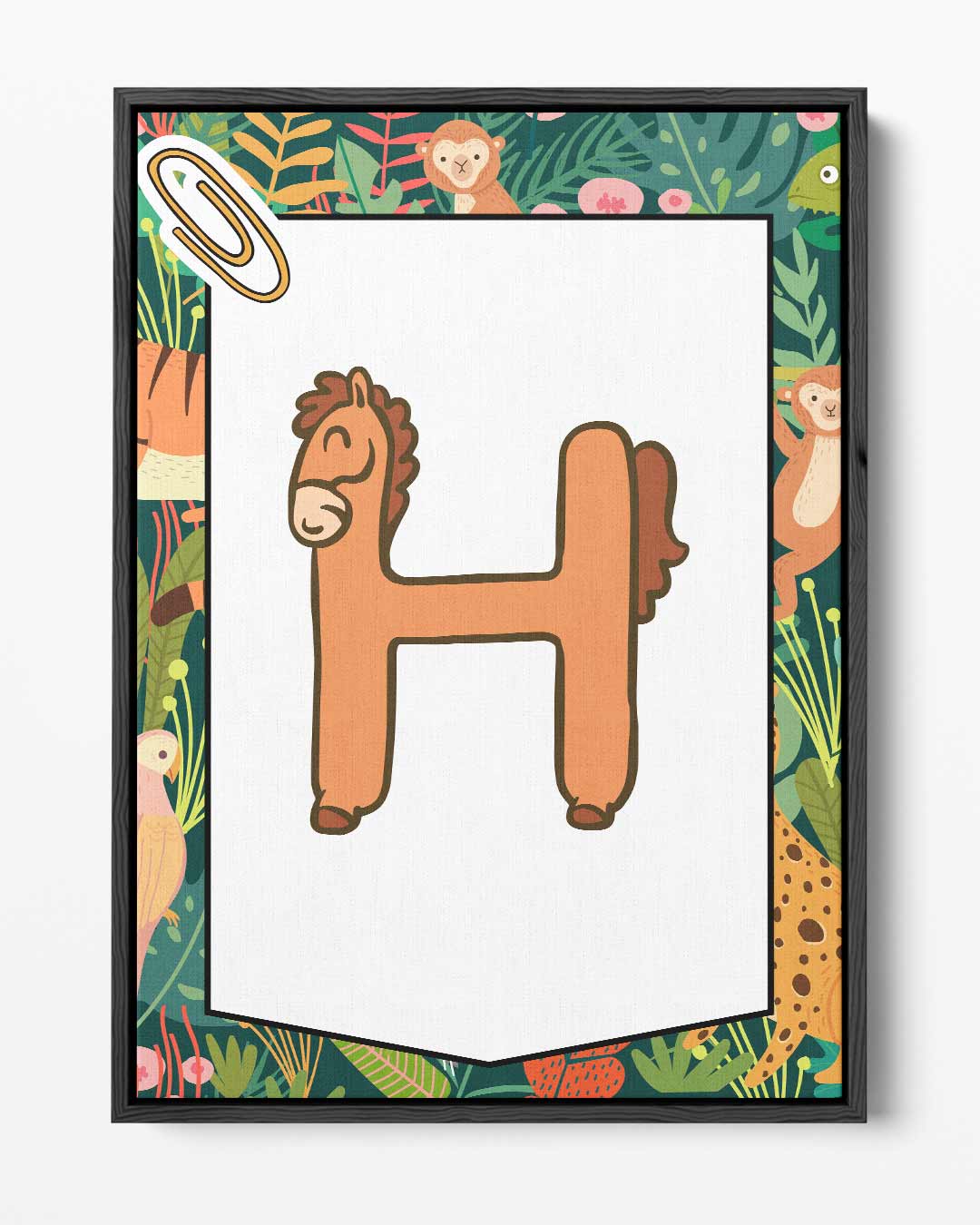 Speelse Paardenletter H Kunstwerk-canvas-dibond-plexiglas-wanddecoratie-WallArtistic