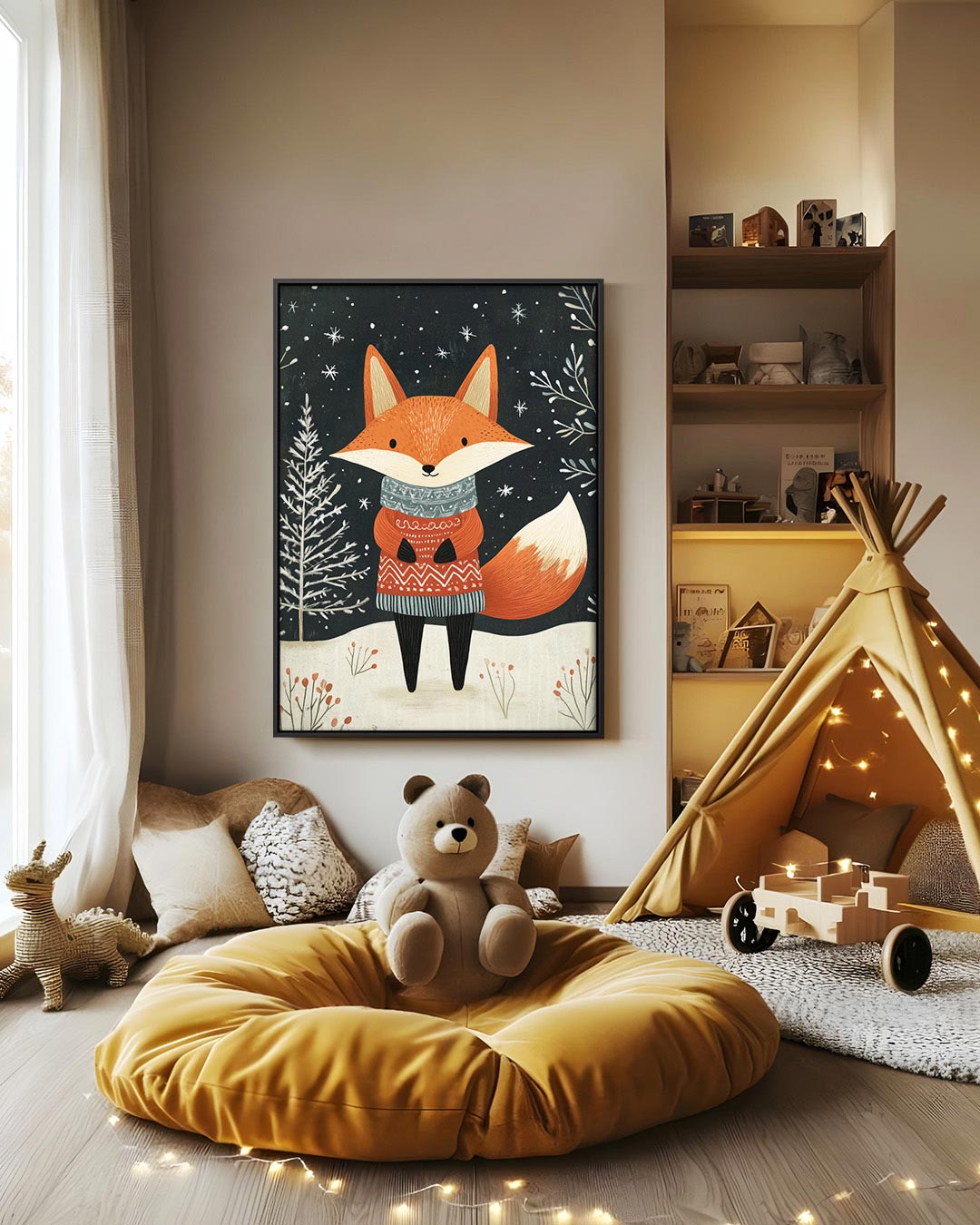 Vrolijke vos illustratie Kunstwerk