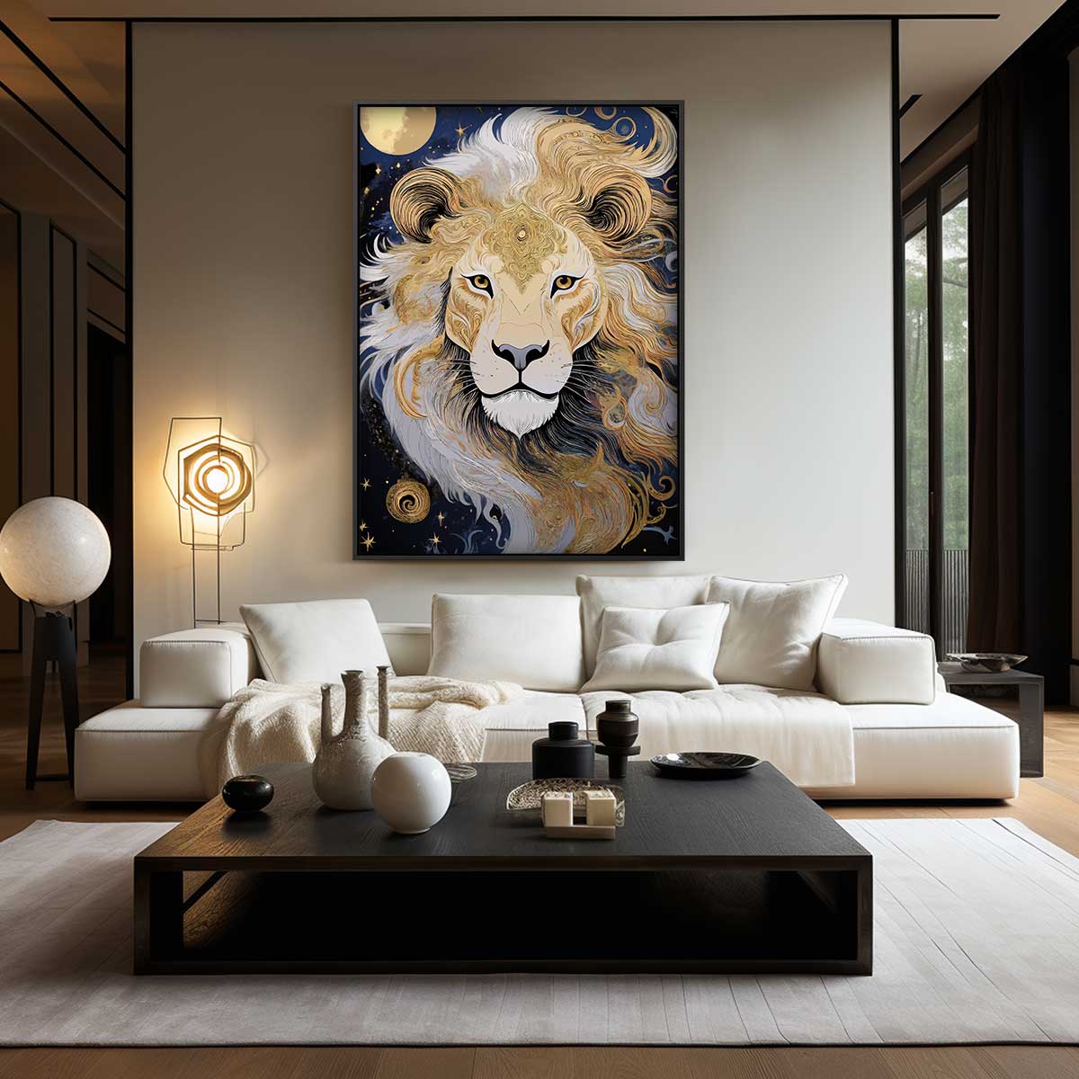 Leeuw van de Nacht Kunstwerk-canvas-dibond-plexiglas-wanddecoratie-WallArtistic