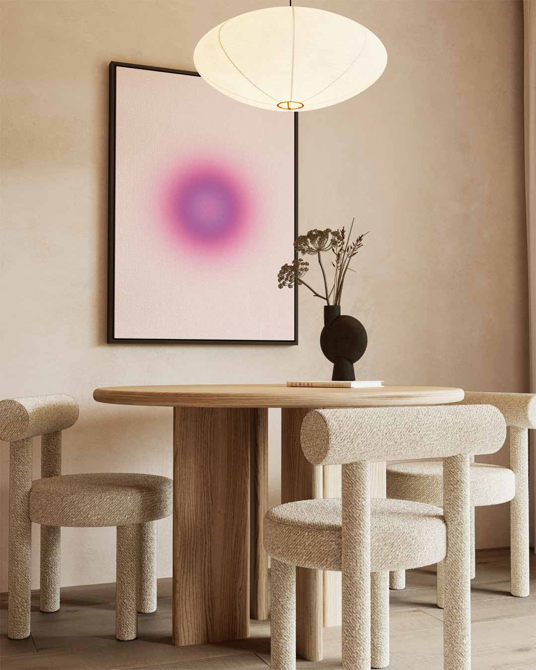 Vloeiende Roze Cirkel Kunstwerk-canvas-dibond-plexiglas-wanddecoratie-WallArtistic