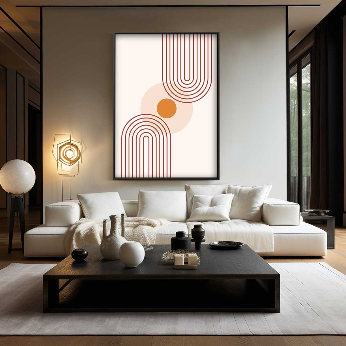 Retro Cirkelpatroon Wanddecoratie Kunstwerk-canvas-dibond-plexiglas-wanddecoratie-WallArtistic