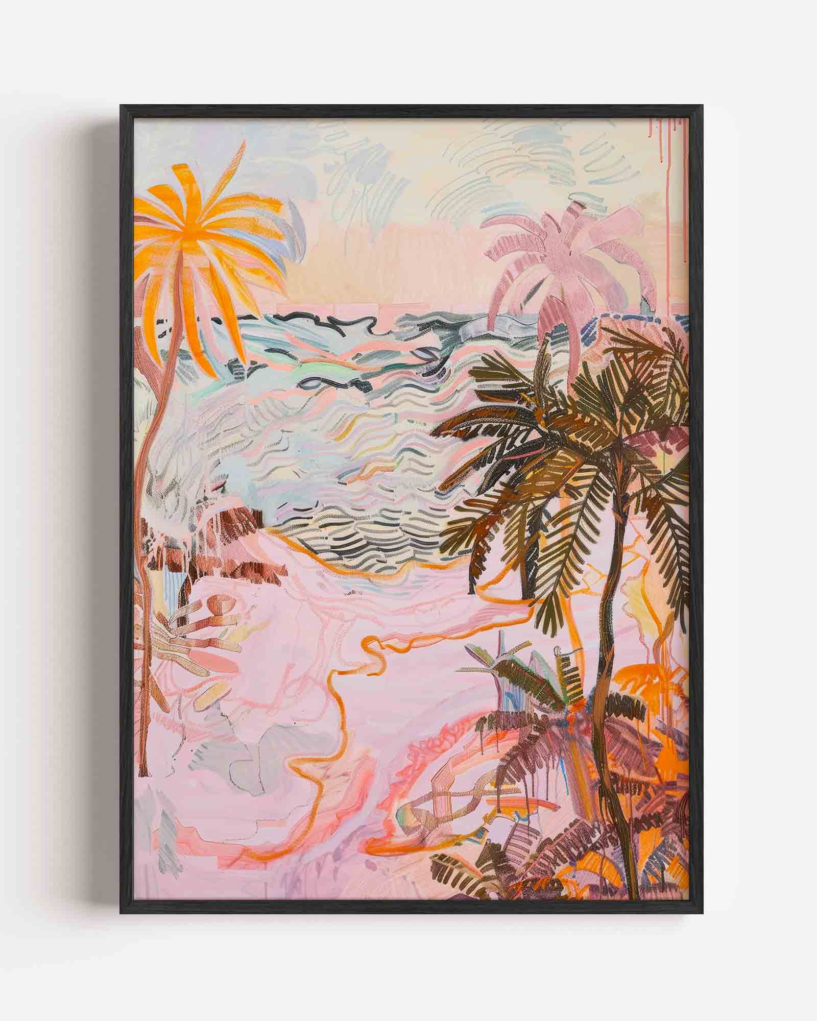 Palmbomen en golven Poster