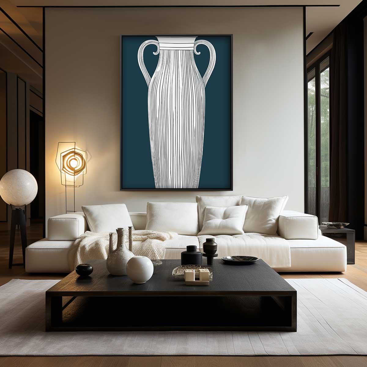 Elegante Gestreepte Vaas Kunstwerk-canvas-dibond-plexiglas-wanddecoratie-WallArtistic