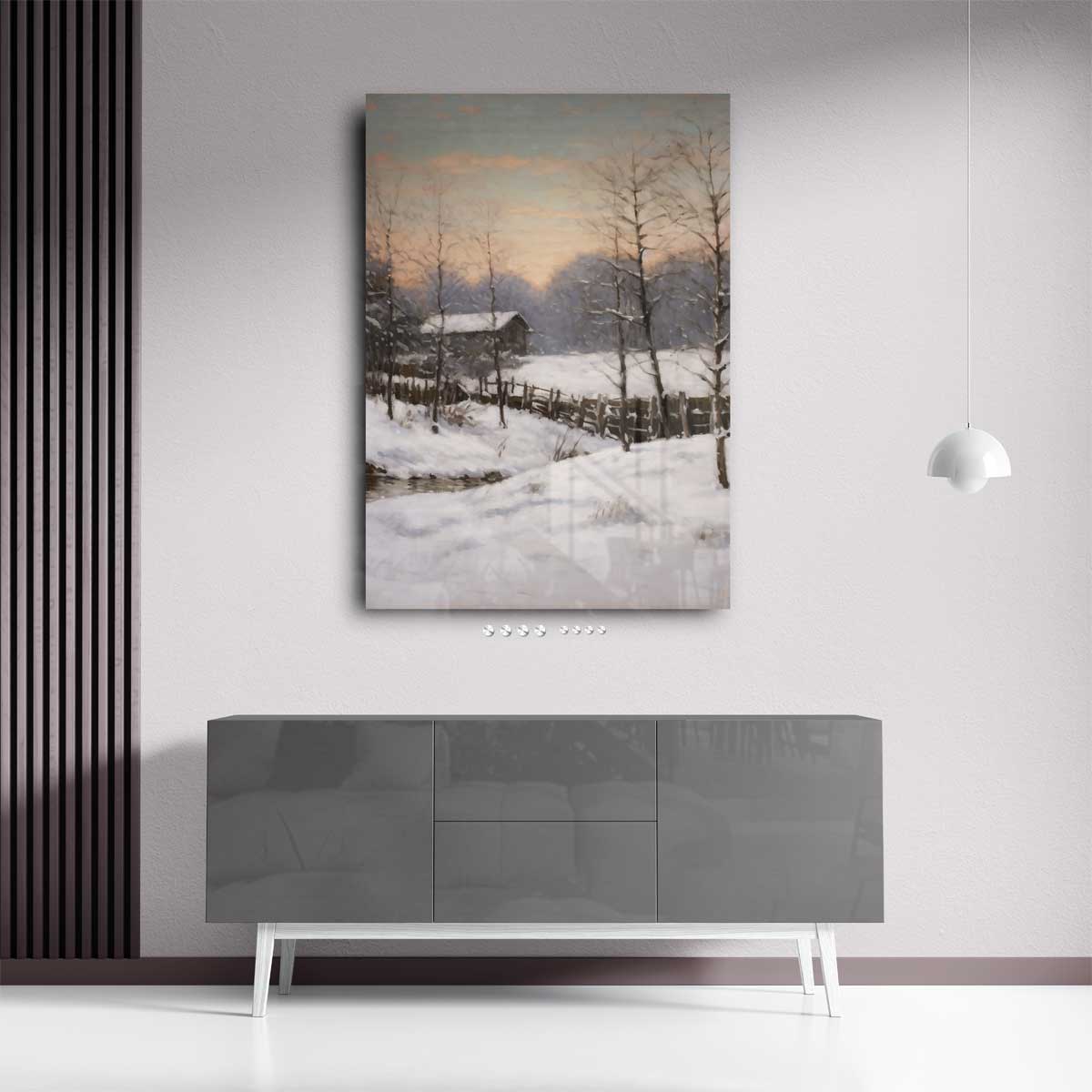 Winterse Rustieke Schoonheid Kunstwerk-canvas-dibond-plexiglas-wanddecoratie-WallArtistic