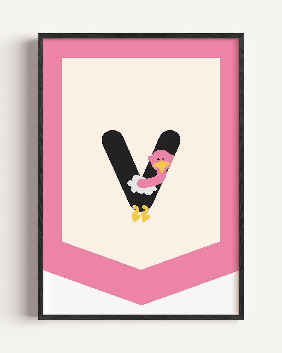Schattige Struisvogel Alfabet Poster
