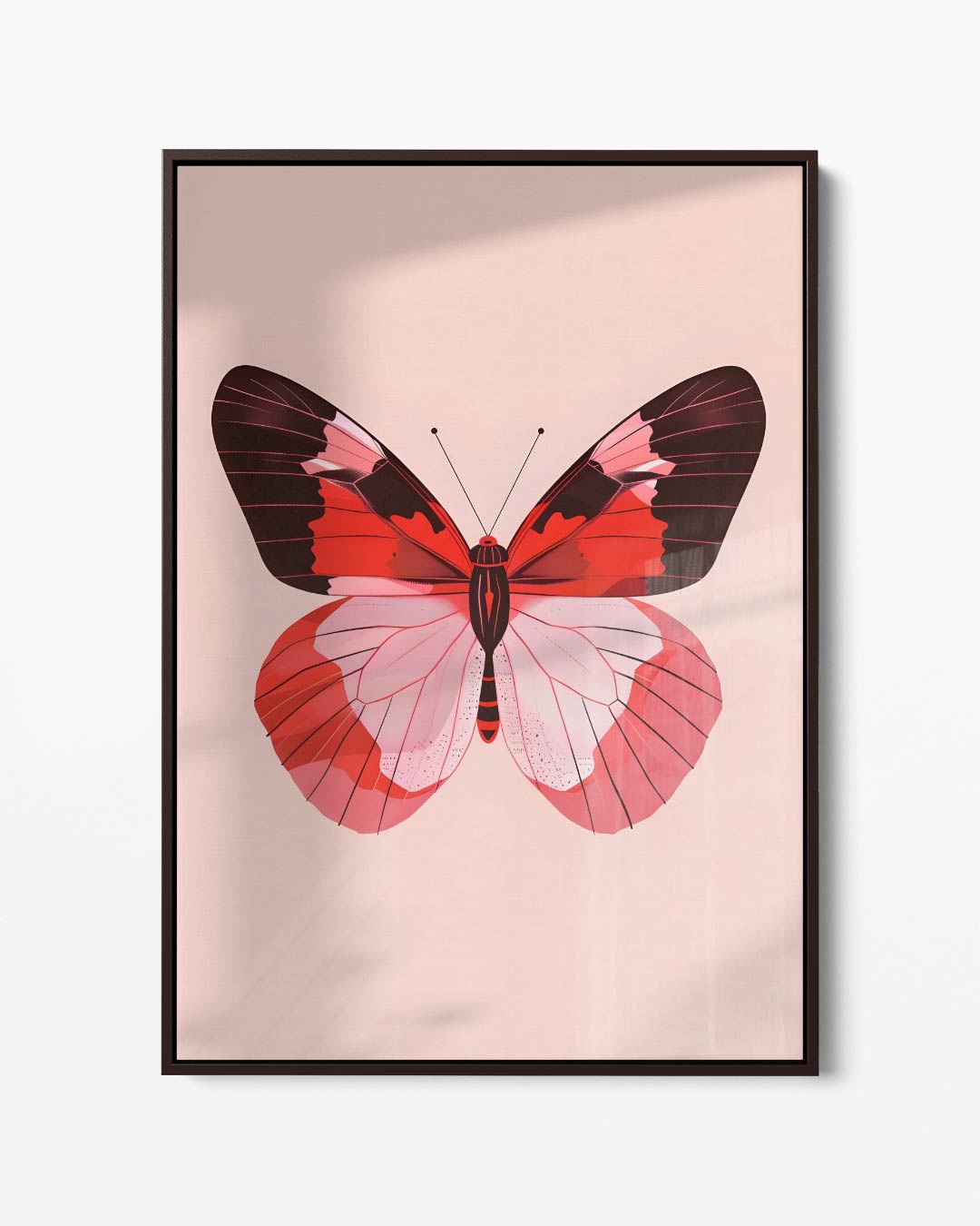 Rood-roze Vlinderpracht Kunstwerk-canvas-dibond-plexiglas-wanddecoratie-WallArtistic