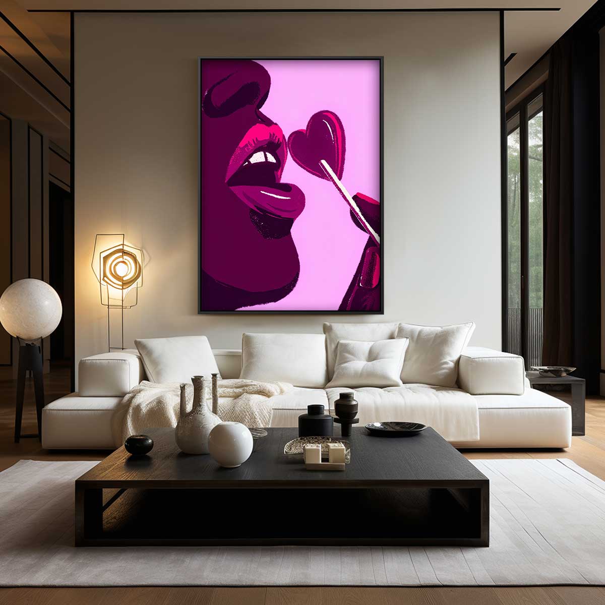 Liefdeslolly in Pop Art Kunstwerk-canvas-dibond-plexiglas-wanddecoratie-WallArtistic