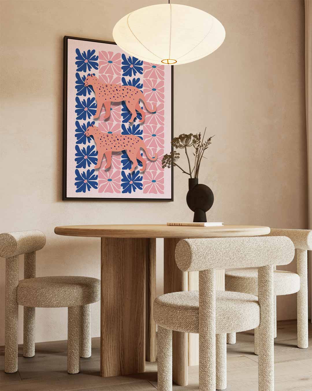 Bloemen en Luipaarden Print Kunstwerk-canvas-dibond-plexiglas-wanddecoratie-WallArtistic