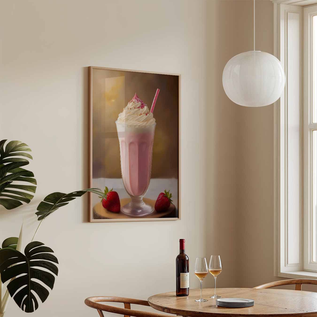 Romantische Aardbeienmilkshake Poster