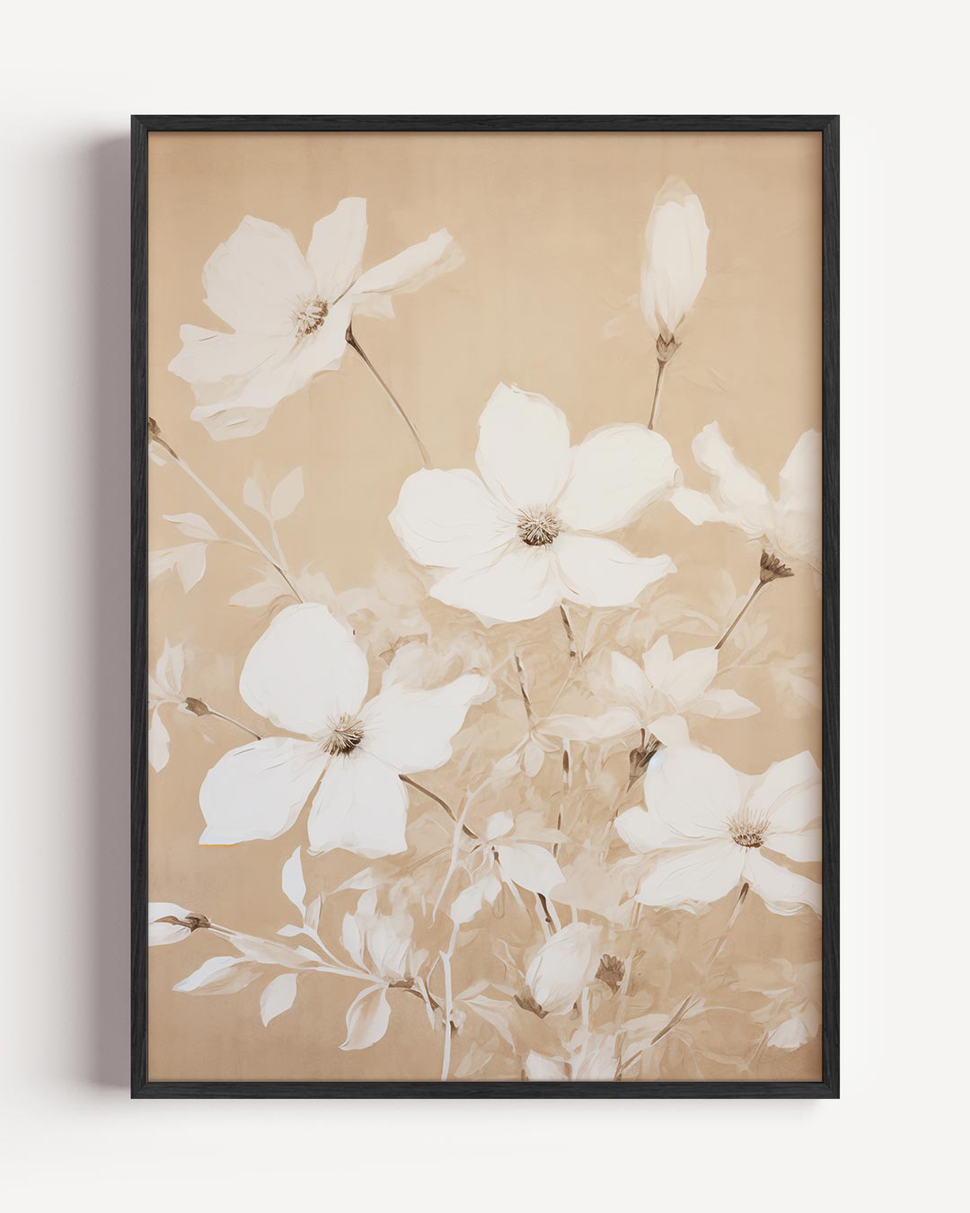 Bloemenpracht op Beige Poster-WallArtistic