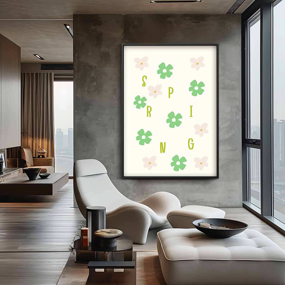 Lente Bloemen Illustratie Kunstwerk-canvas-dibond-plexiglas-wanddecoratie-WallArtistic