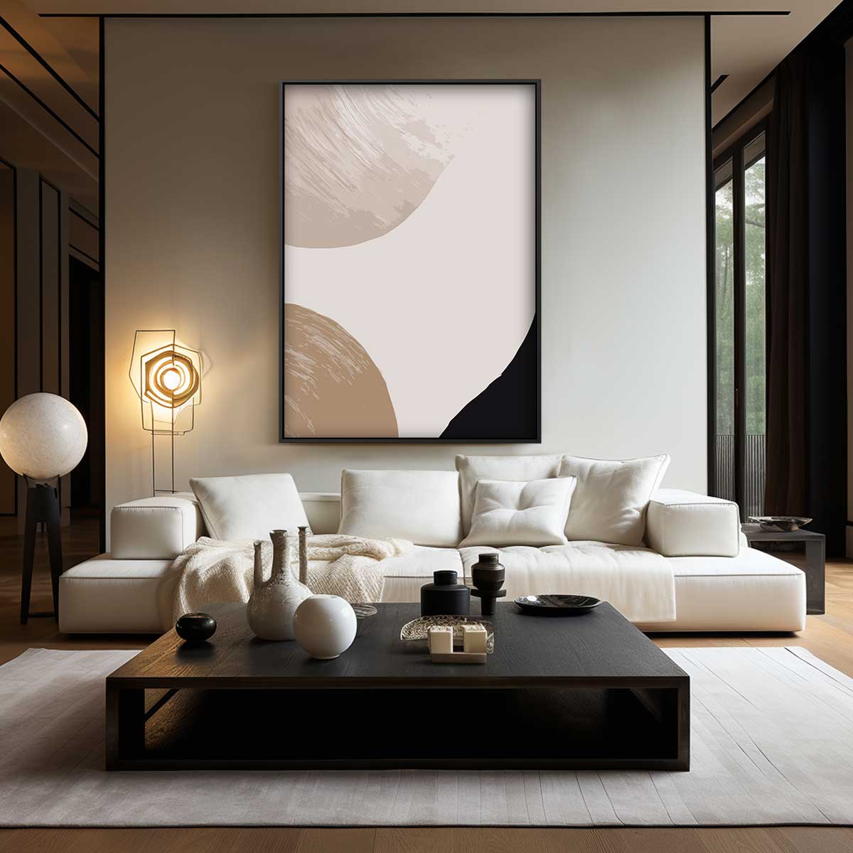 Moderne Aardetinten Schilderij Kunstwerk-canvas-dibond-plexiglas-wanddecoratie-WallArtistic