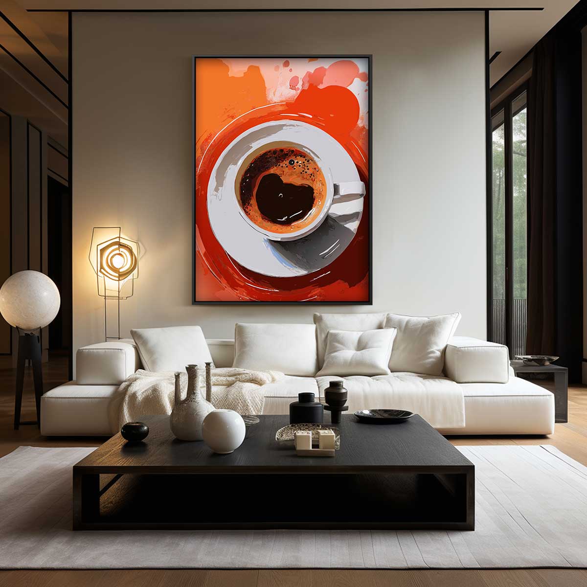 Koffiemoment in Abstracte Stijl Kunstwerk-canvas-dibond-plexiglas-wanddecoratie-WallArtistic