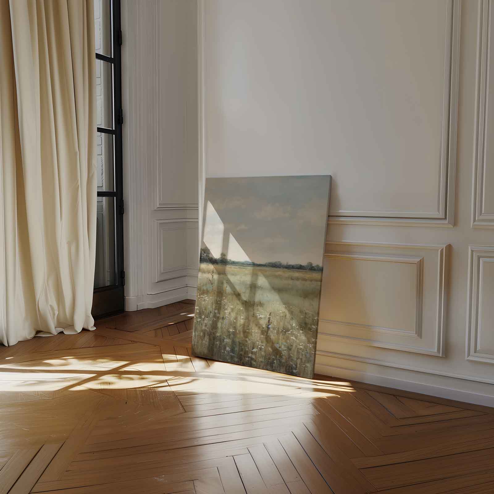Zomerweide in de ochtend Kunstwerk-canvas-dibond-plexiglas-wanddecoratie-WallArtistic