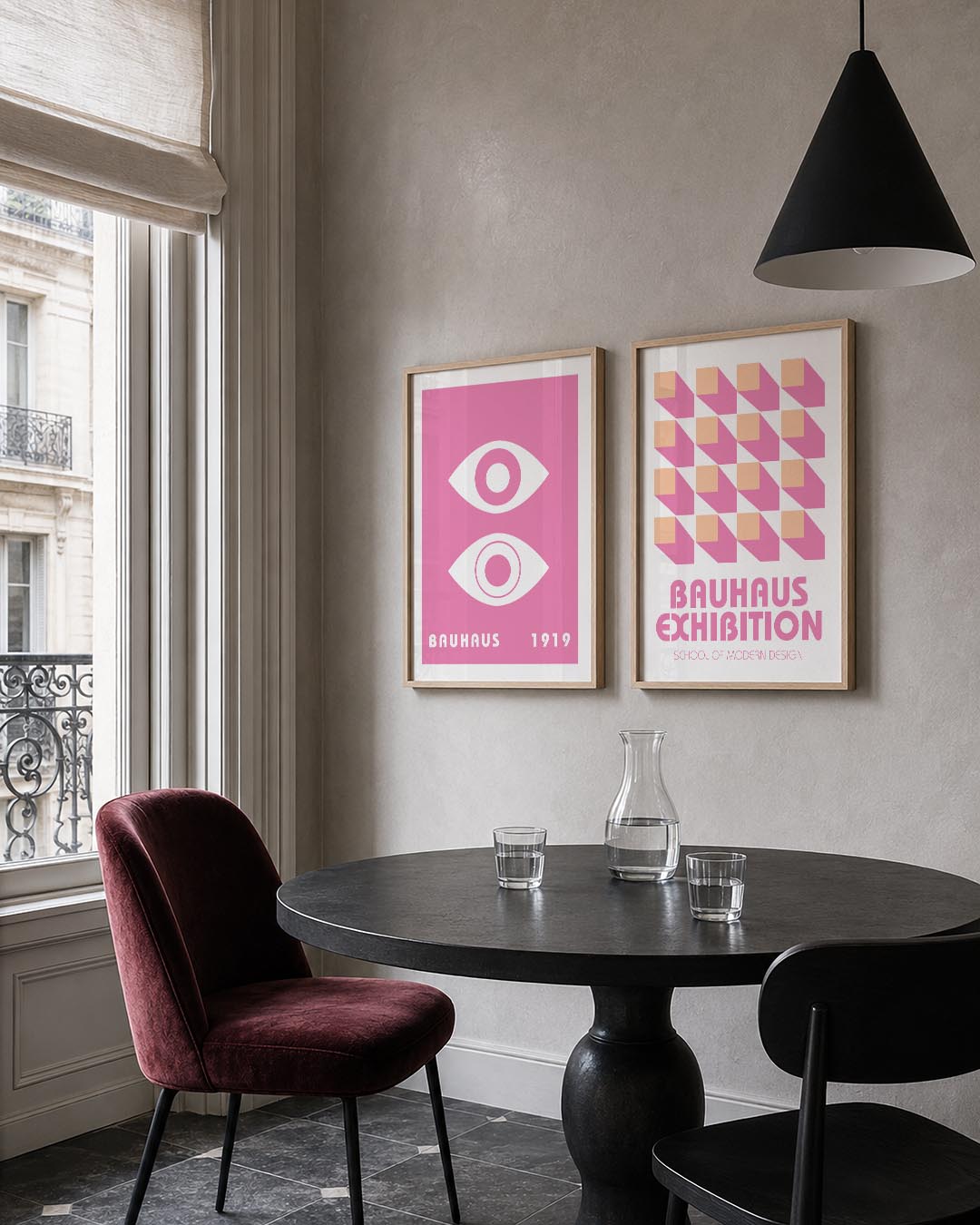 Oogvormen in roze Posterset